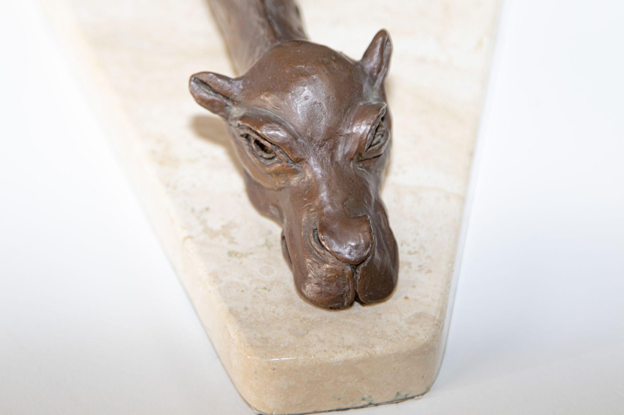 Egyptian Middle Eastern Resting Camel Sculpture on Marble Stand For Sale 7