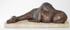 Bronze Resting Camel Sculpture on Marble Stand French School