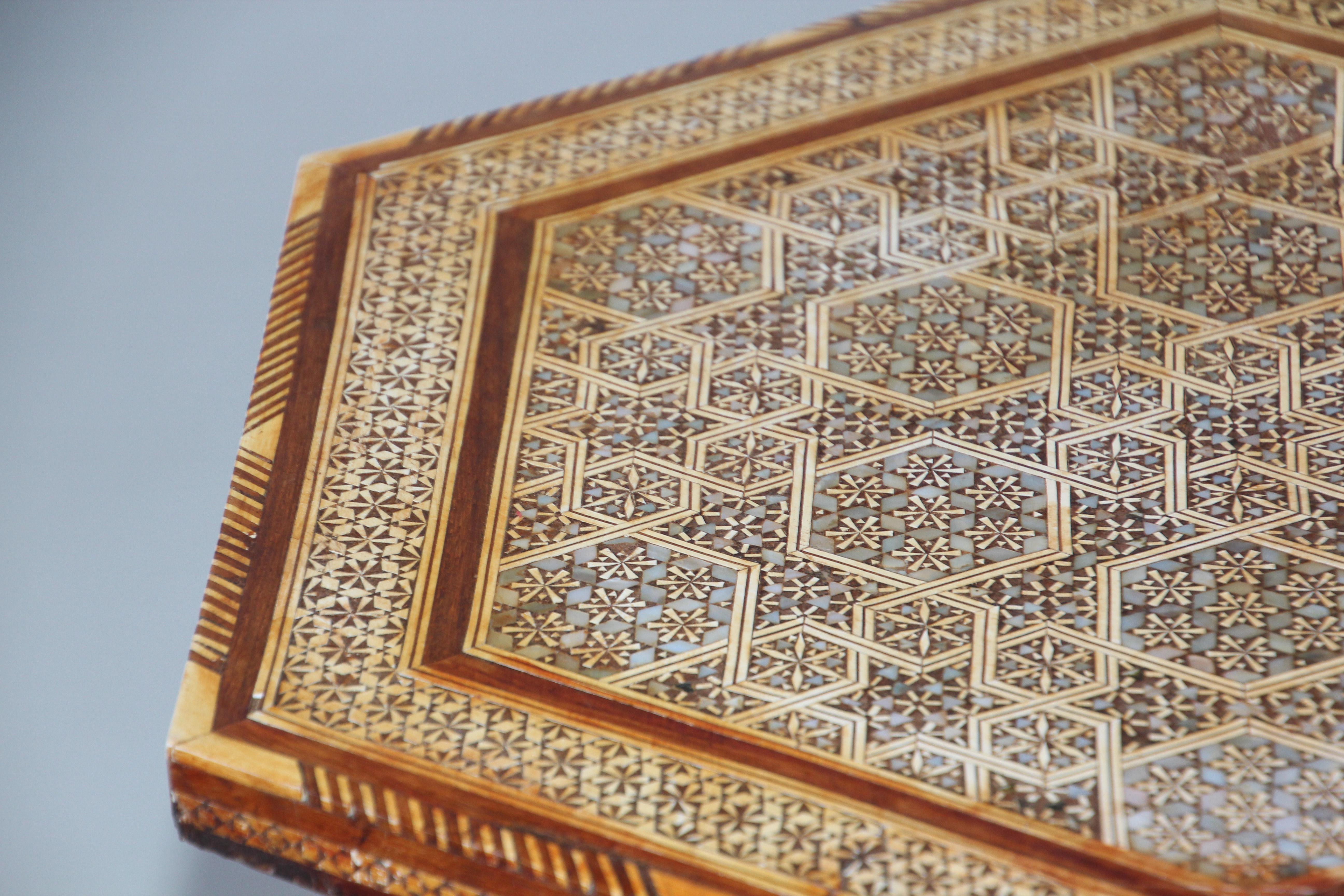 Egyptian Moorish Octagonal Side Tilt-Top Inlaid Table 4