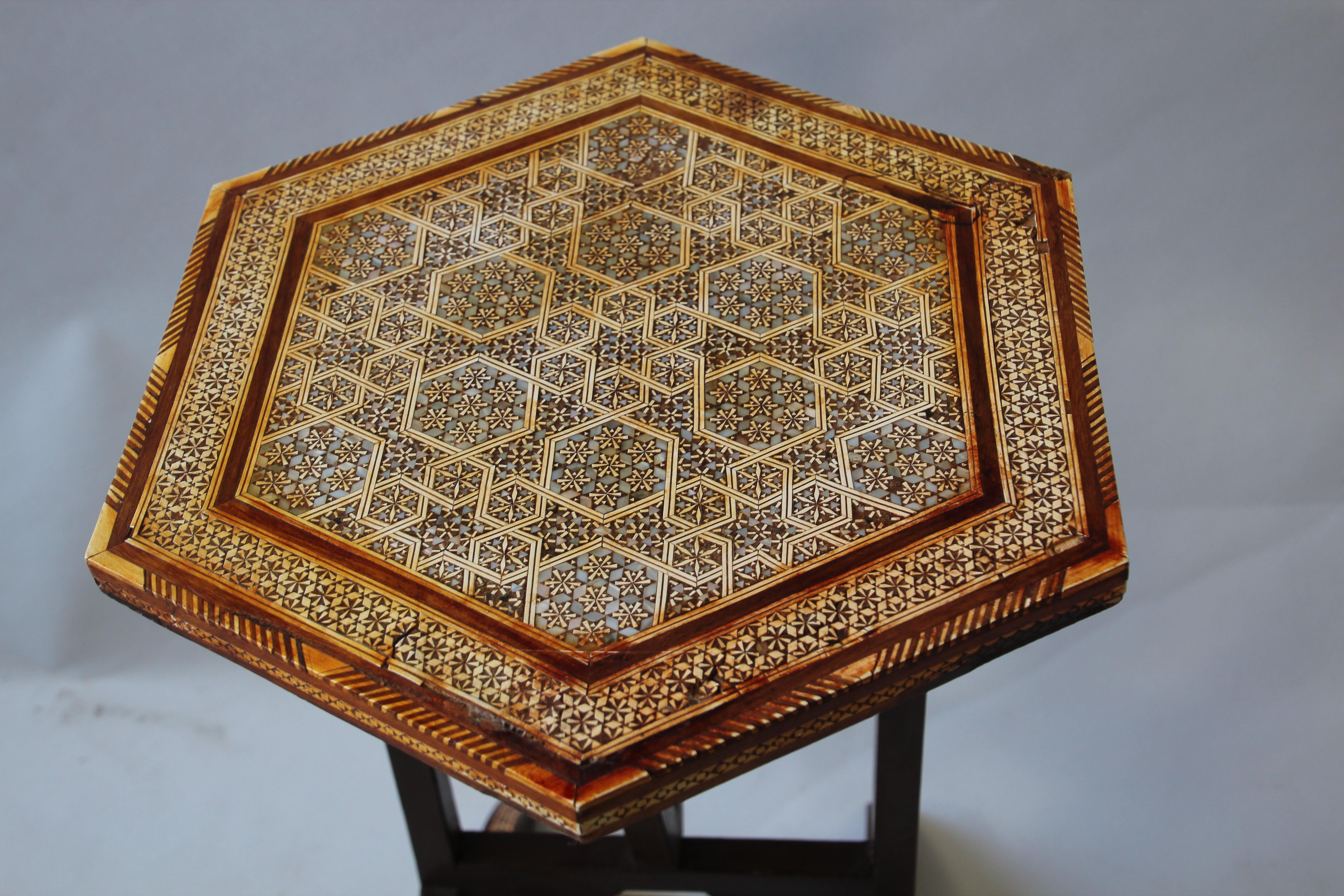 Egyptian Moorish Octagonal Side Tilt-Top Inlaid Table 8