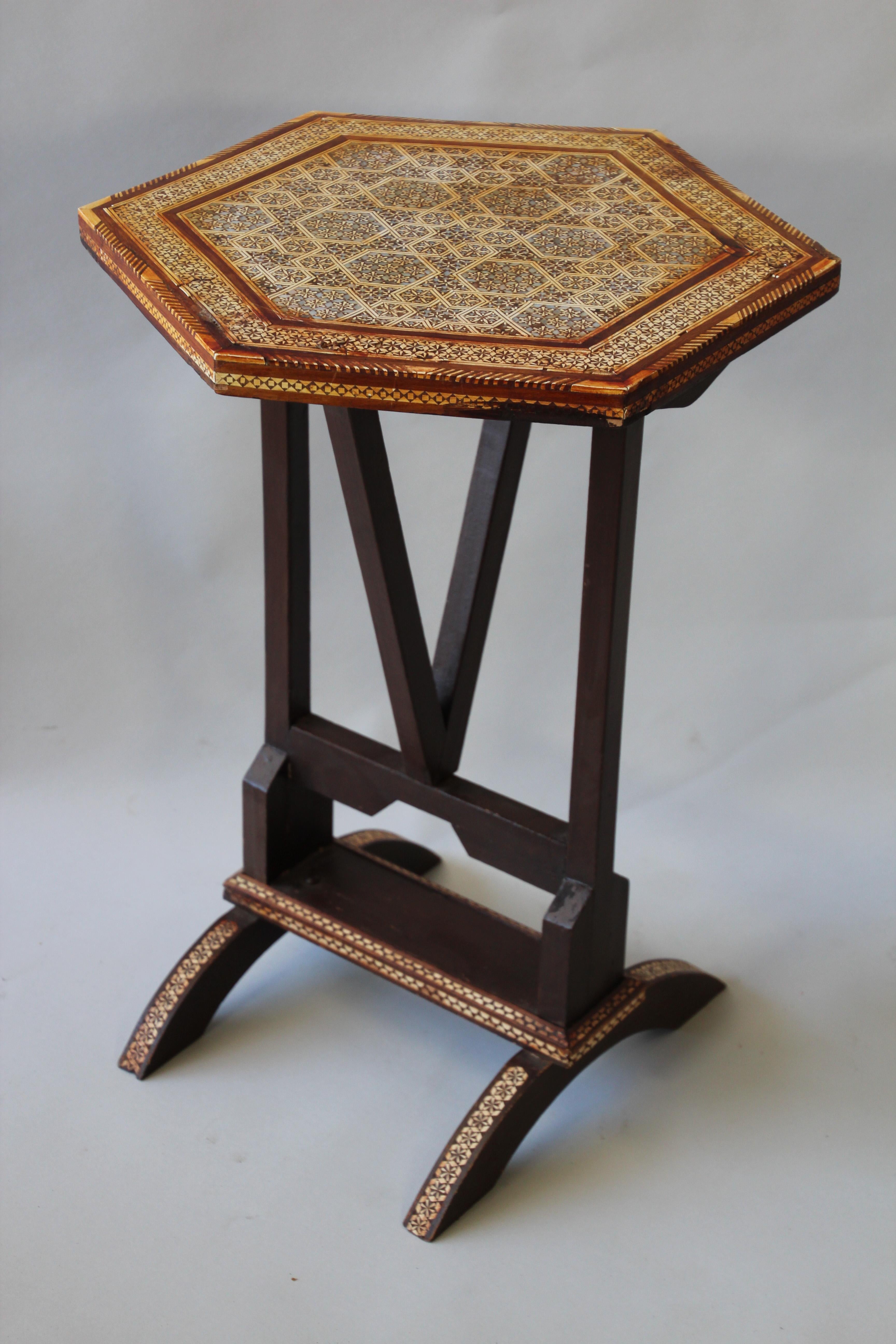 Egyptian Moorish Octagonal Side Tilt-Top Inlaid Table 10