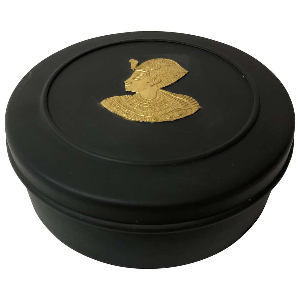 Egyptian Motif Basalt Jasperware Wedgwood Covered Box at 1stDibs