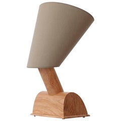 Egyptian 'Nefertiti', Table Lamp in Olive Wood and Silk Shade