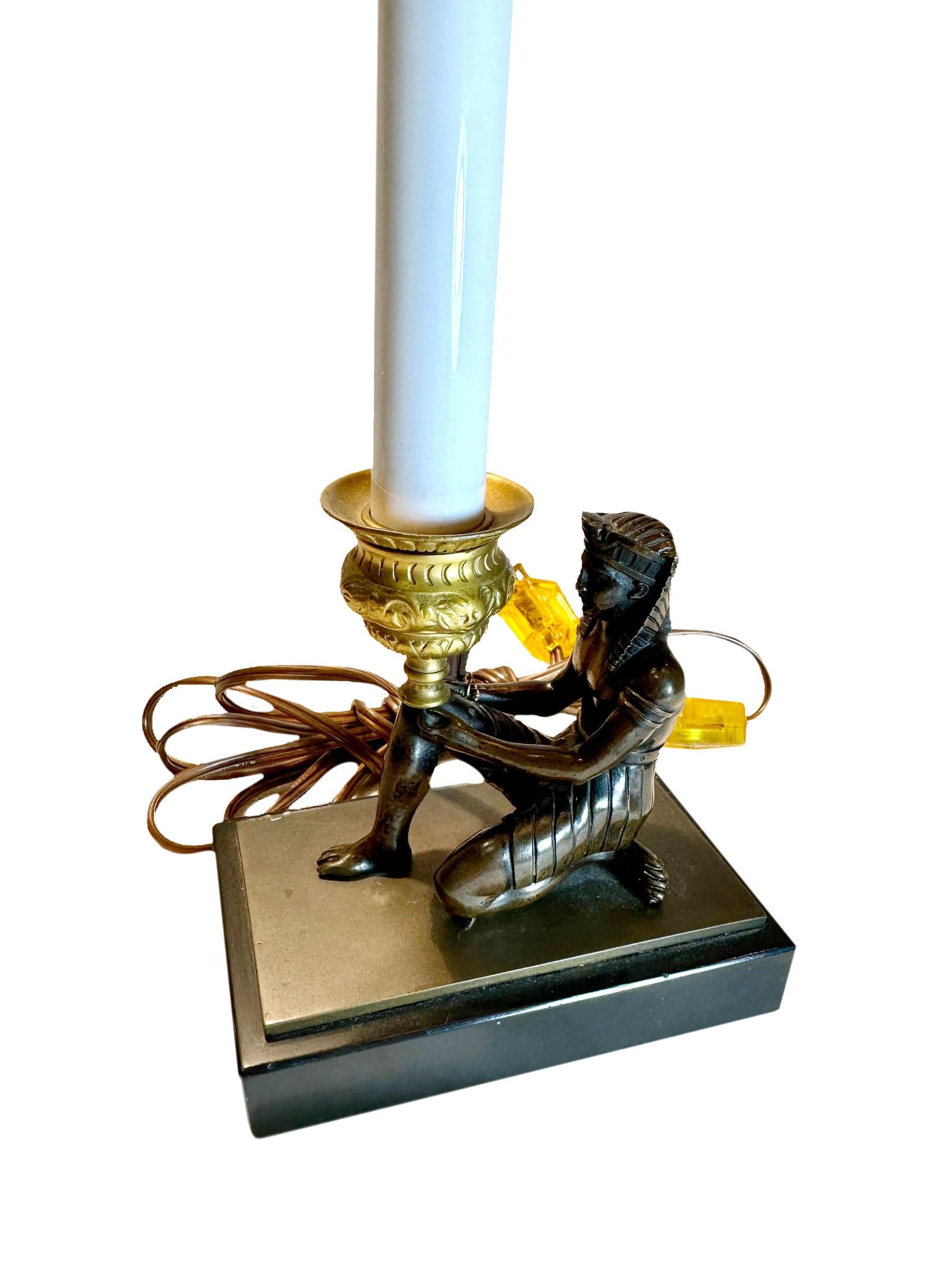 Egyptian Neoclassical Style Table Lamp In Good Condition For Sale In Tampa, FL