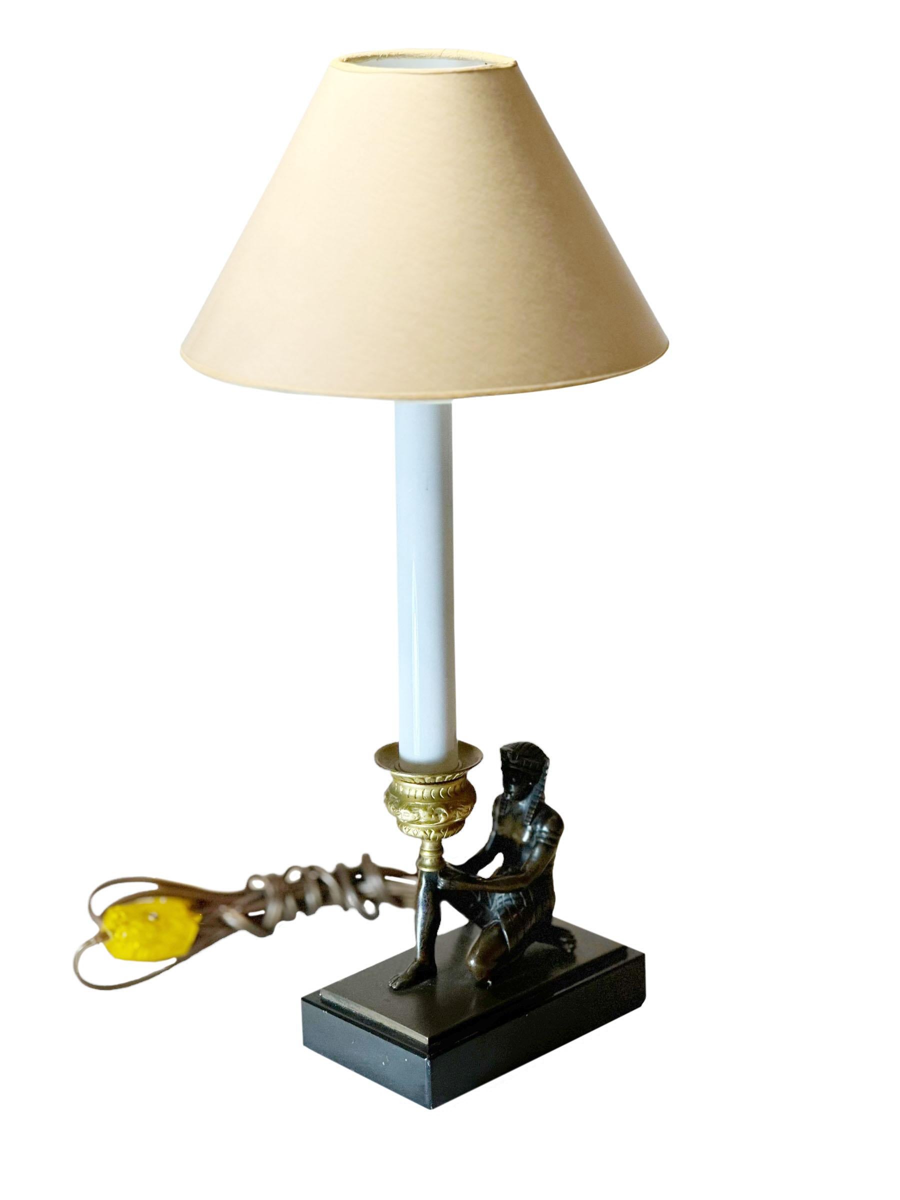 Bronze Egyptian Neoclassical Style Table Lamp For Sale