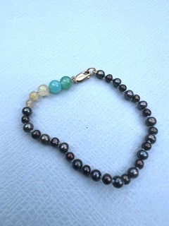 Egyptian Opal Pearl Bracelet Round Bead Black Pearl