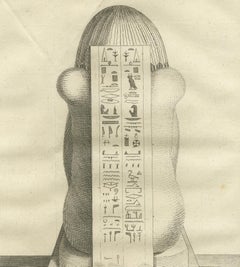 Egyptian Osiris Statue with Hieroglyphs – Front and Rear Views Engraving, c.1776