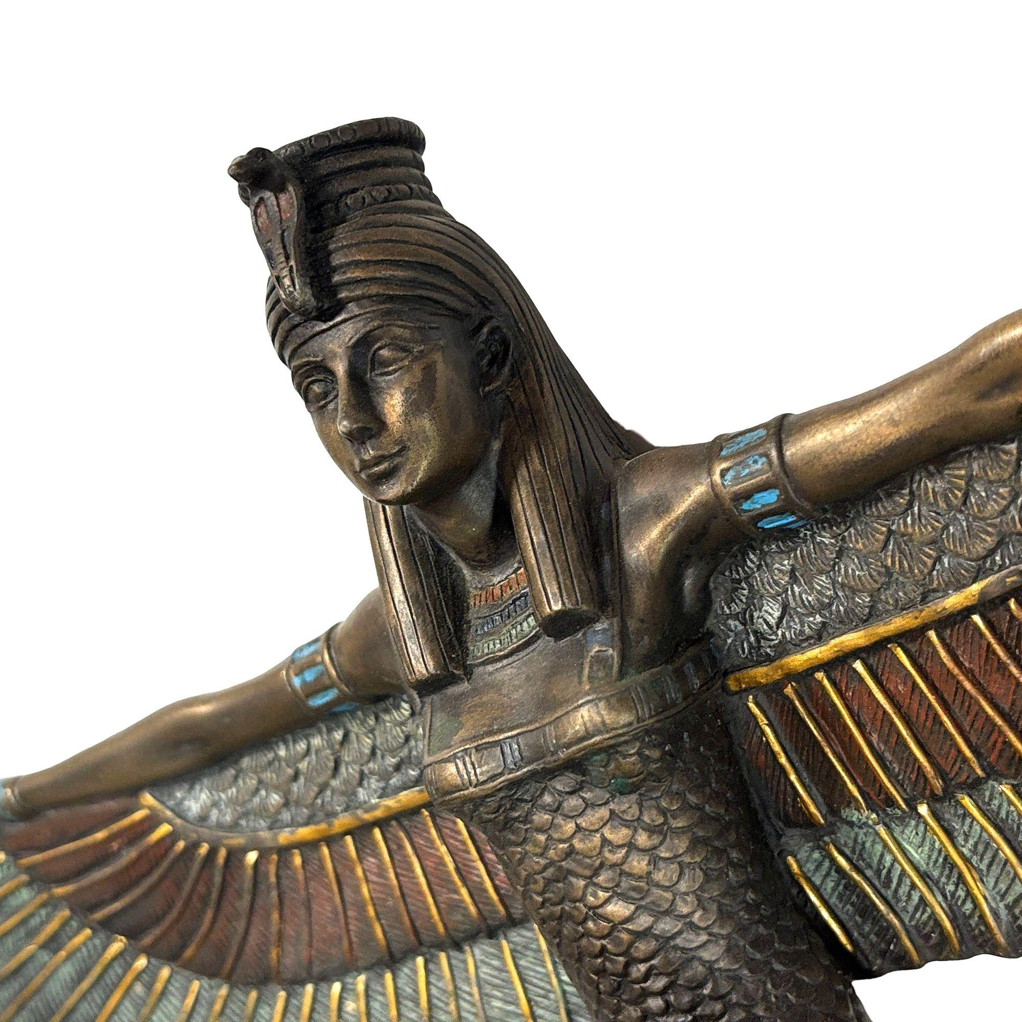 Contemporary Egyptian Goddess Brass Tabletop Sculpture of Winged Deity Isis