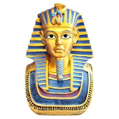 Egyptian Pharaoh Tutankhamun Bust Sculpture, Decorative Ancient Egyptian Revival