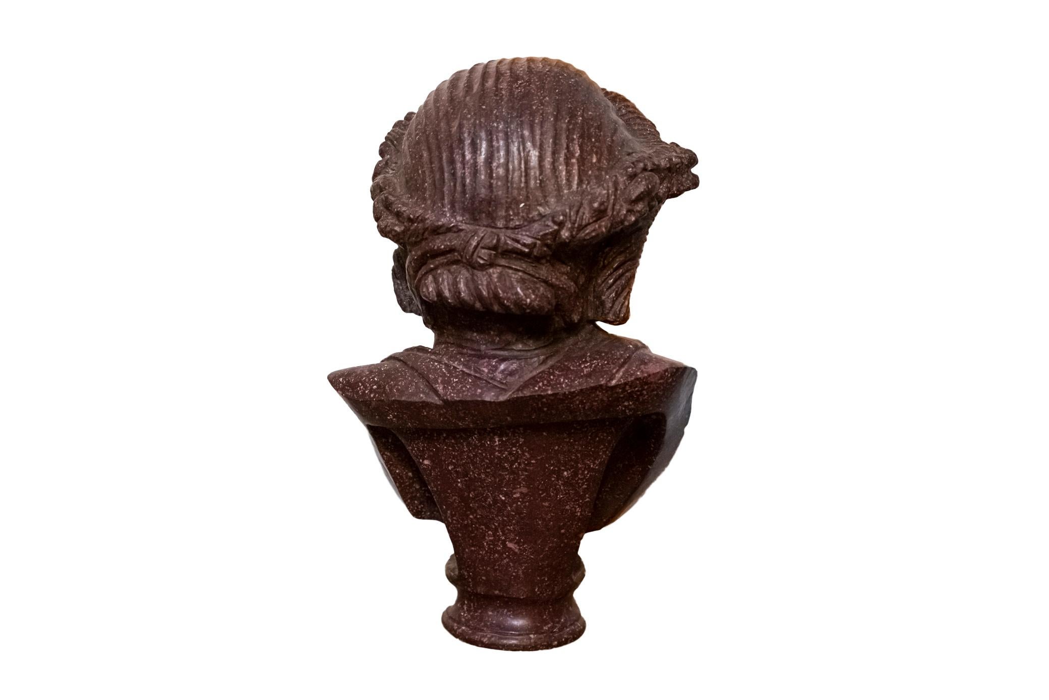 Mid-Century Modern Egyptian Porphyry Bust Style Grand Tour, France, circa 1970 For Sale