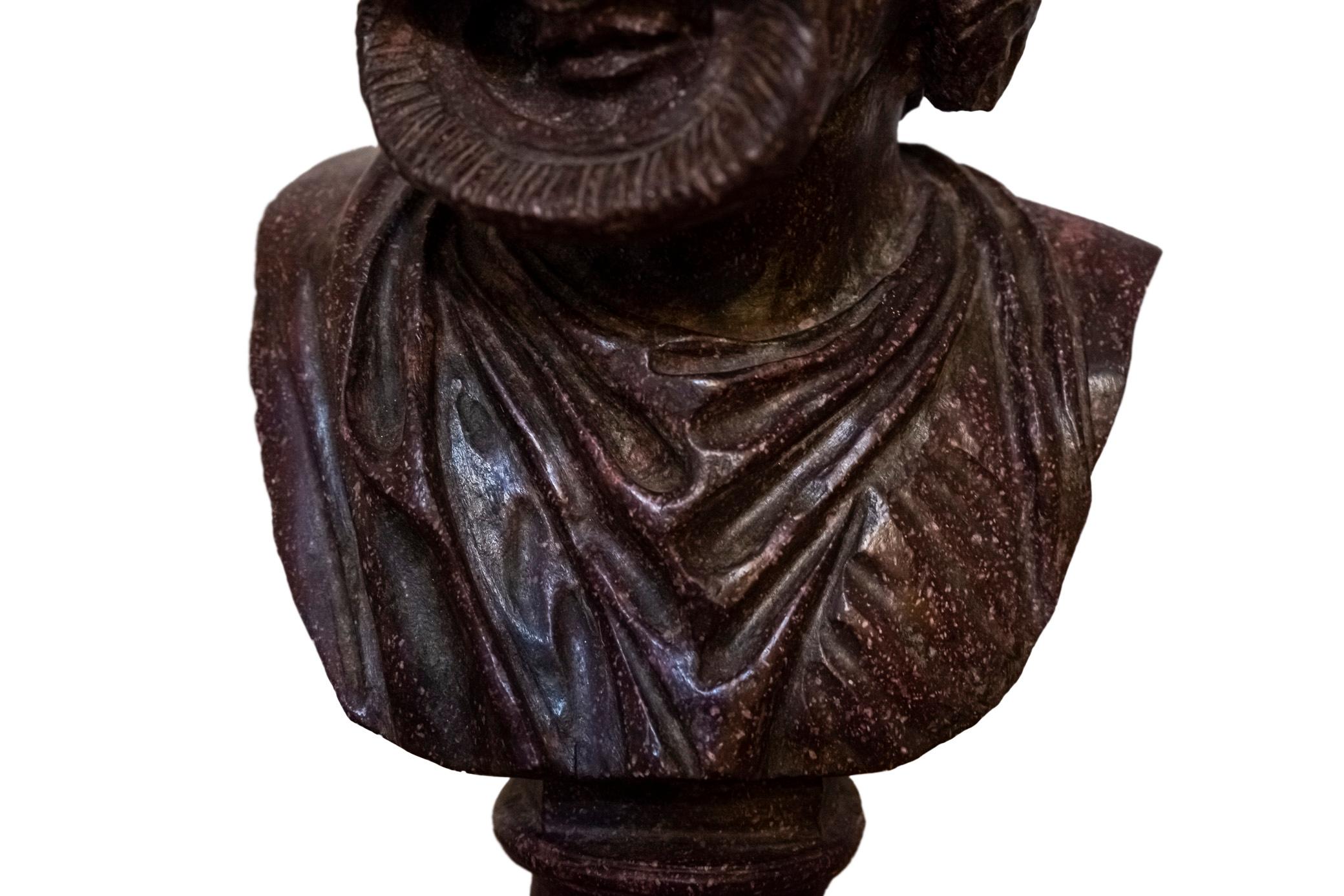 Egyptian Porphyry Bust Style Grand Tour, France, circa 1970 In Good Condition For Sale In Nice, Cote d' Azur
