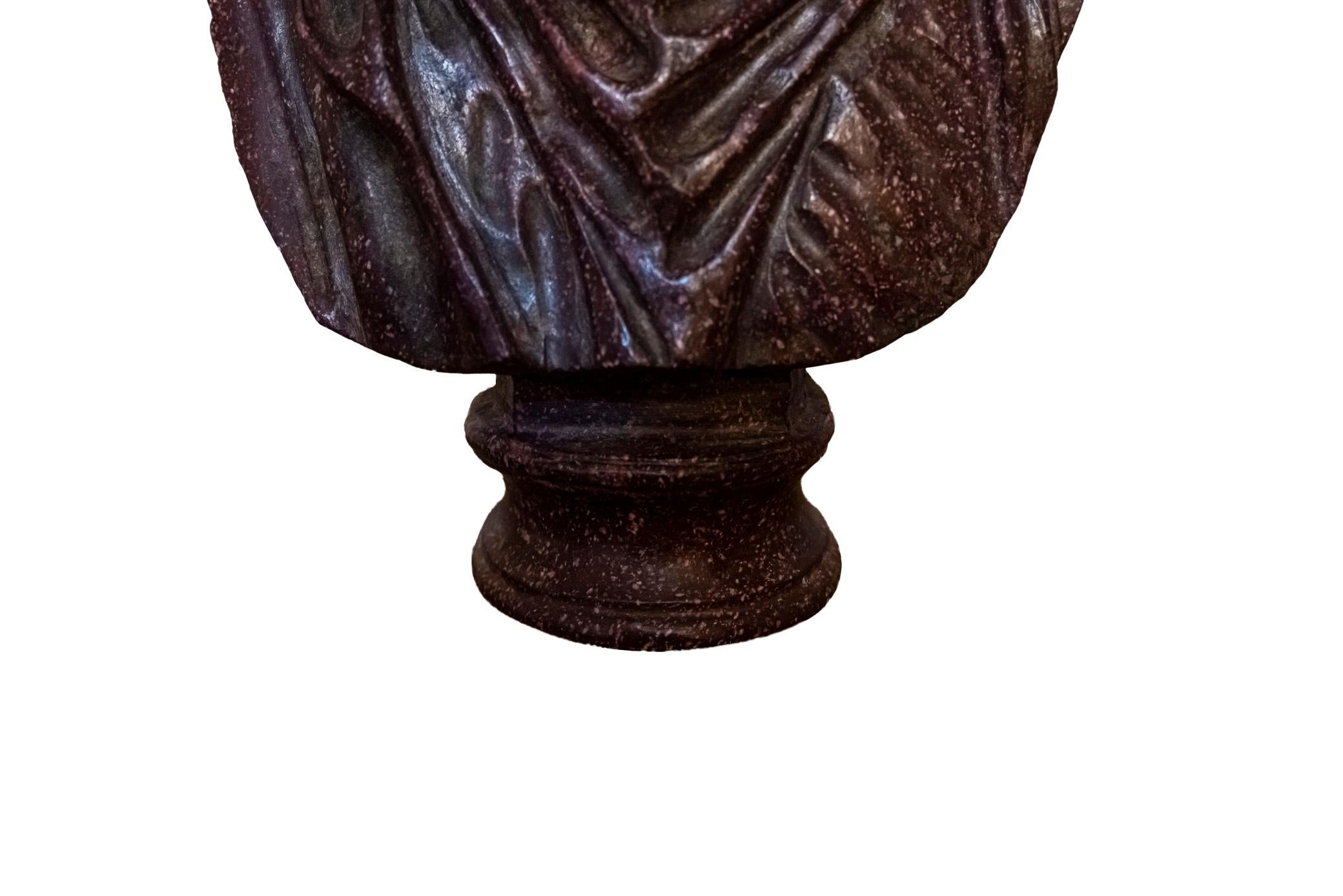 Late 20th Century Egyptian Porphyry Bust Style Grand Tour, France, circa 1970 For Sale