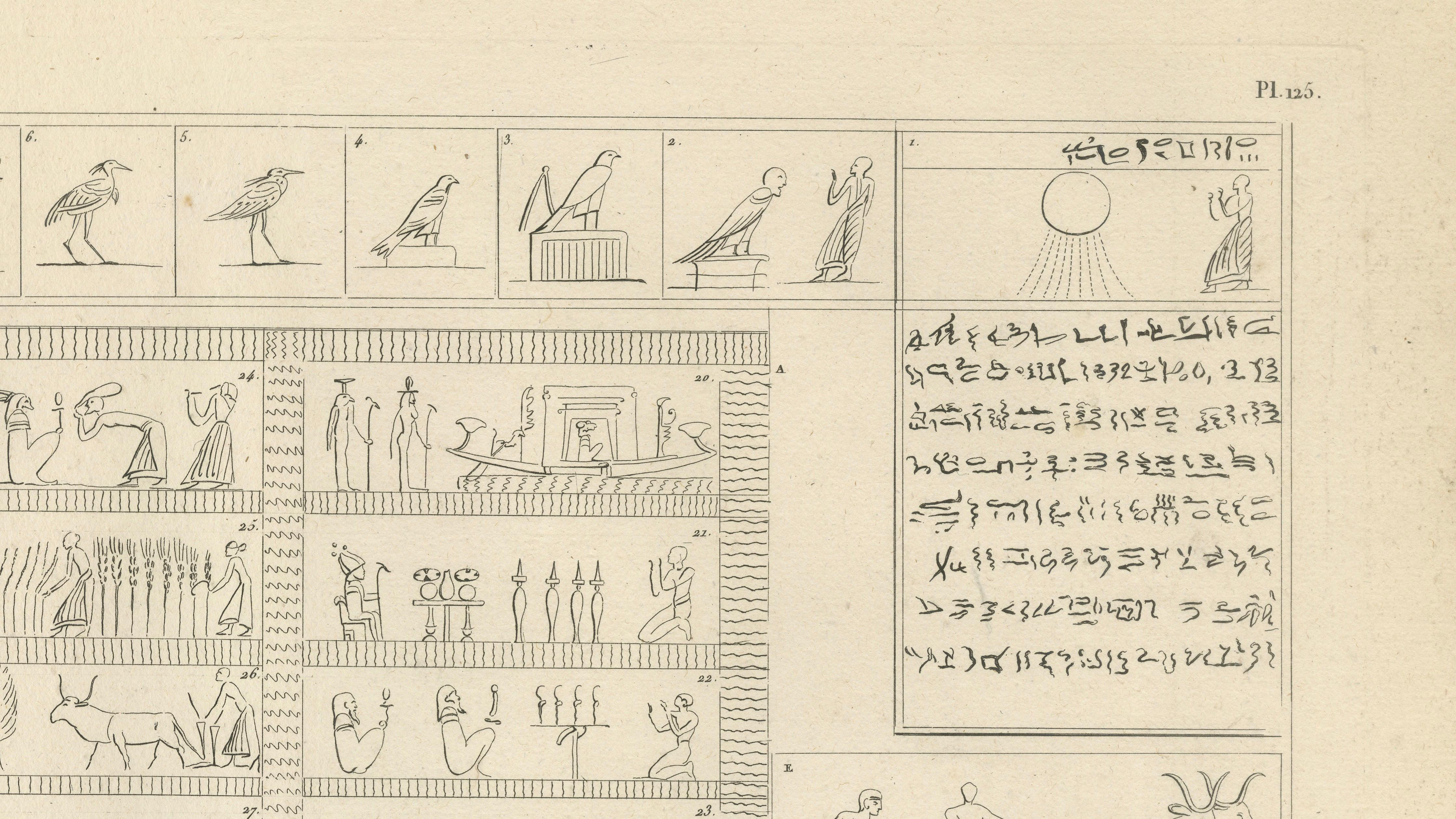 Egyptian Processions & Daily Life Reliefs, Denon Napoleonic Egypt Engraving 1802