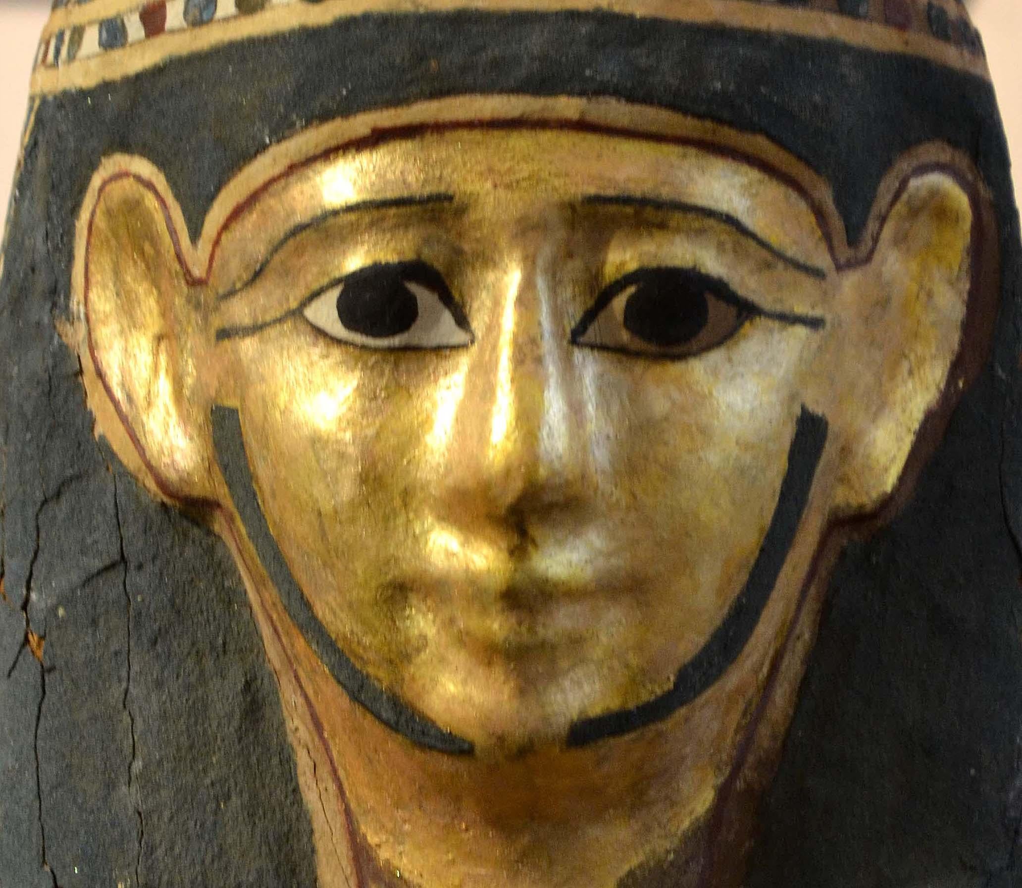 18th Century and Earlier Egyptian Ptolemaic Period Cartonnage Funerary Mask
