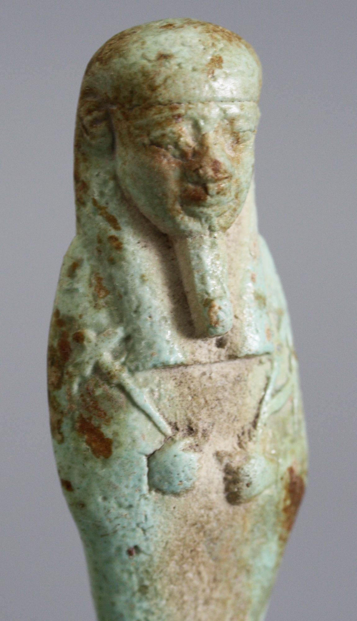 Egyptian Ptolemaic Period Green Faience Shabti Figure 4