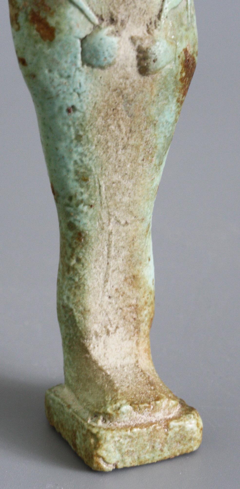 Egyptian Ptolemaic Period Green Faience Shabti Figure 5