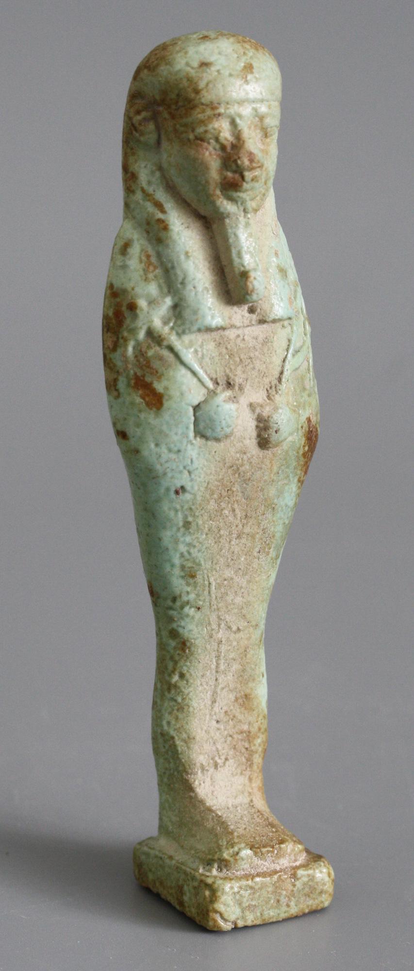 Egyptian Ptolemaic Period Green Faience Shabti Figure 3