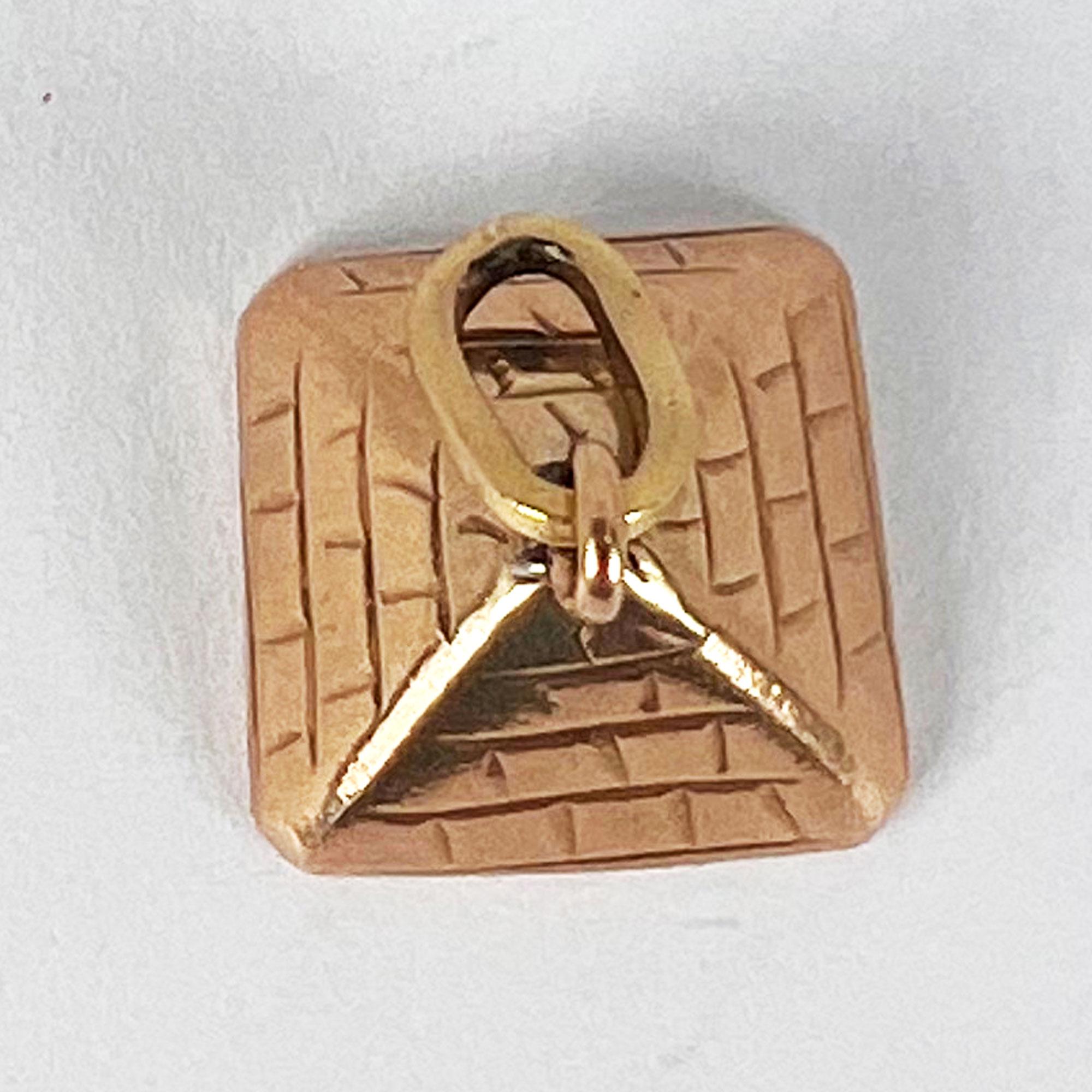 Egyptian Pyramid 14K Rose Gold Charm Pendant For Sale 8