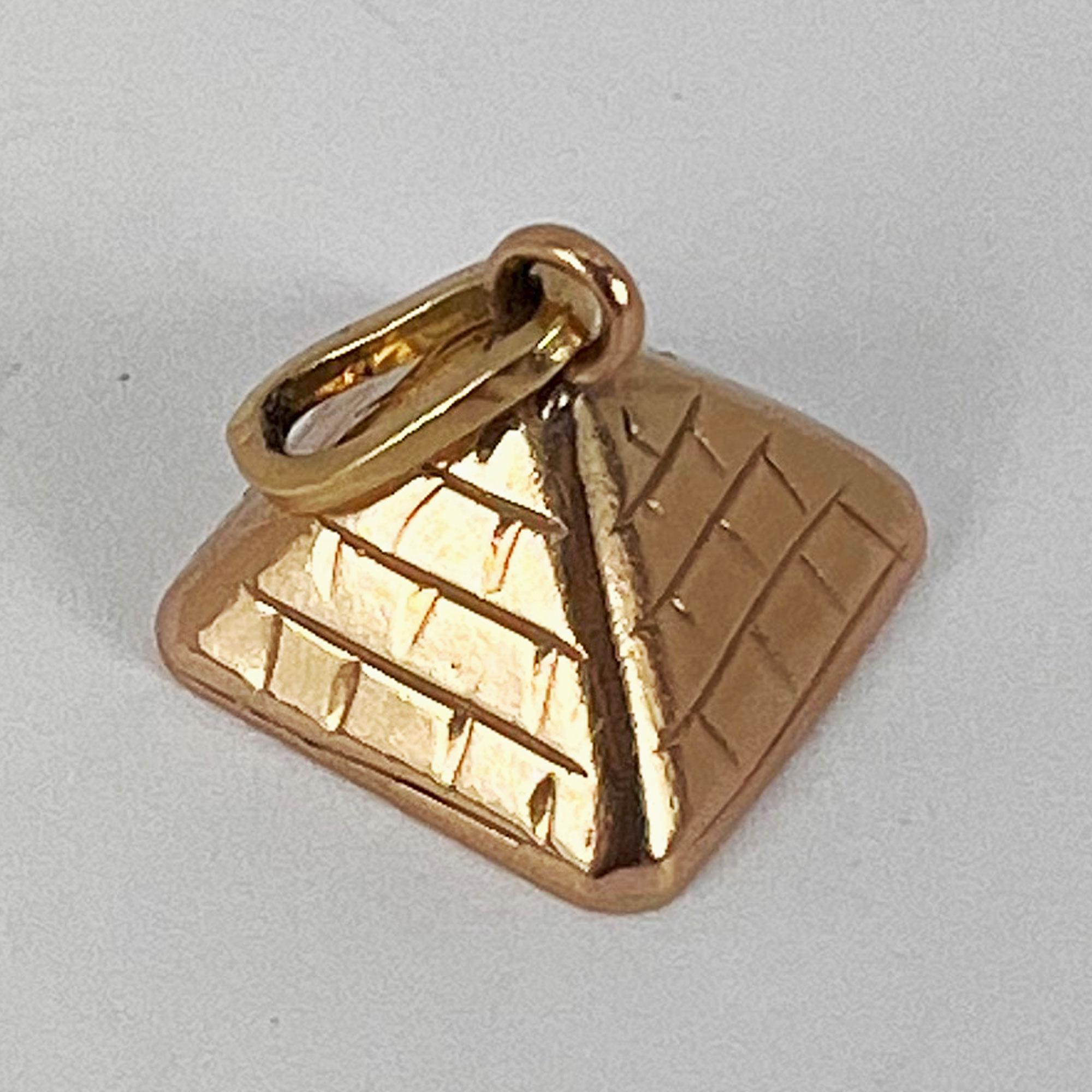 Egyptian Pyramid 14K Rose Gold Charm Pendant For Sale 9