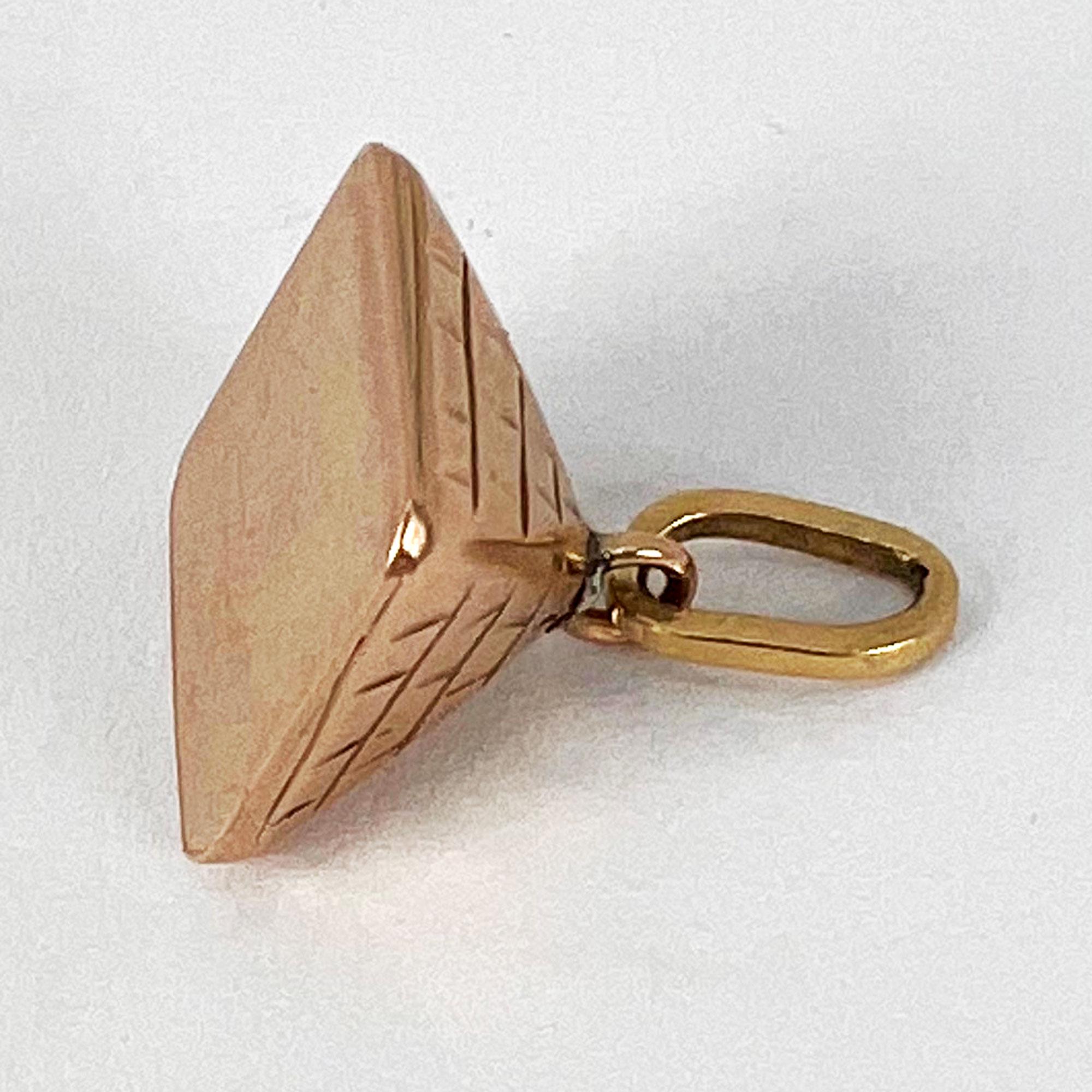 Egyptian Pyramid 14K Rose Gold Charm Pendant For Sale 10
