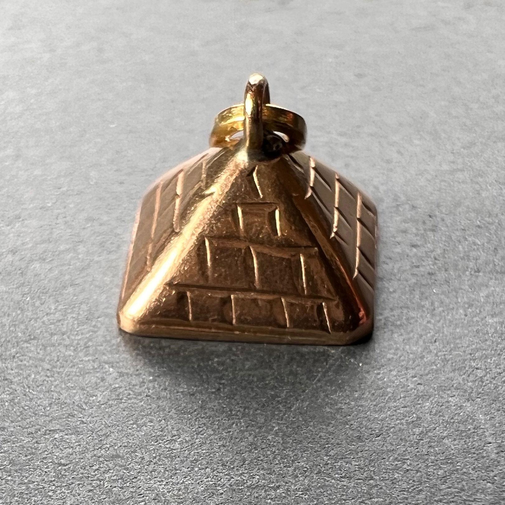Women's or Men's Egyptian Pyramid 14K Rose Gold Charm Pendant For Sale