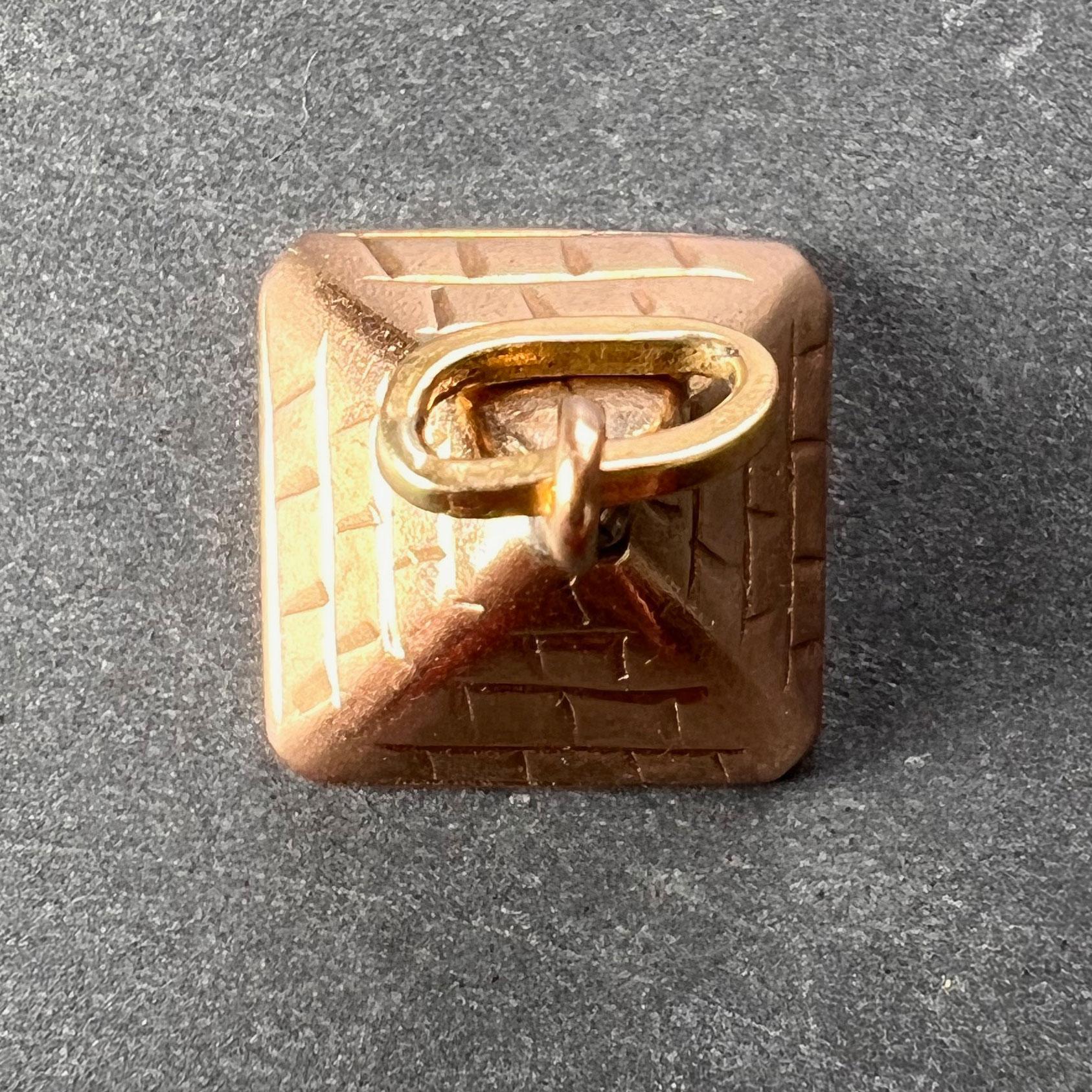 Egyptian Pyramid 14K Rose Gold Charm Pendant For Sale 1