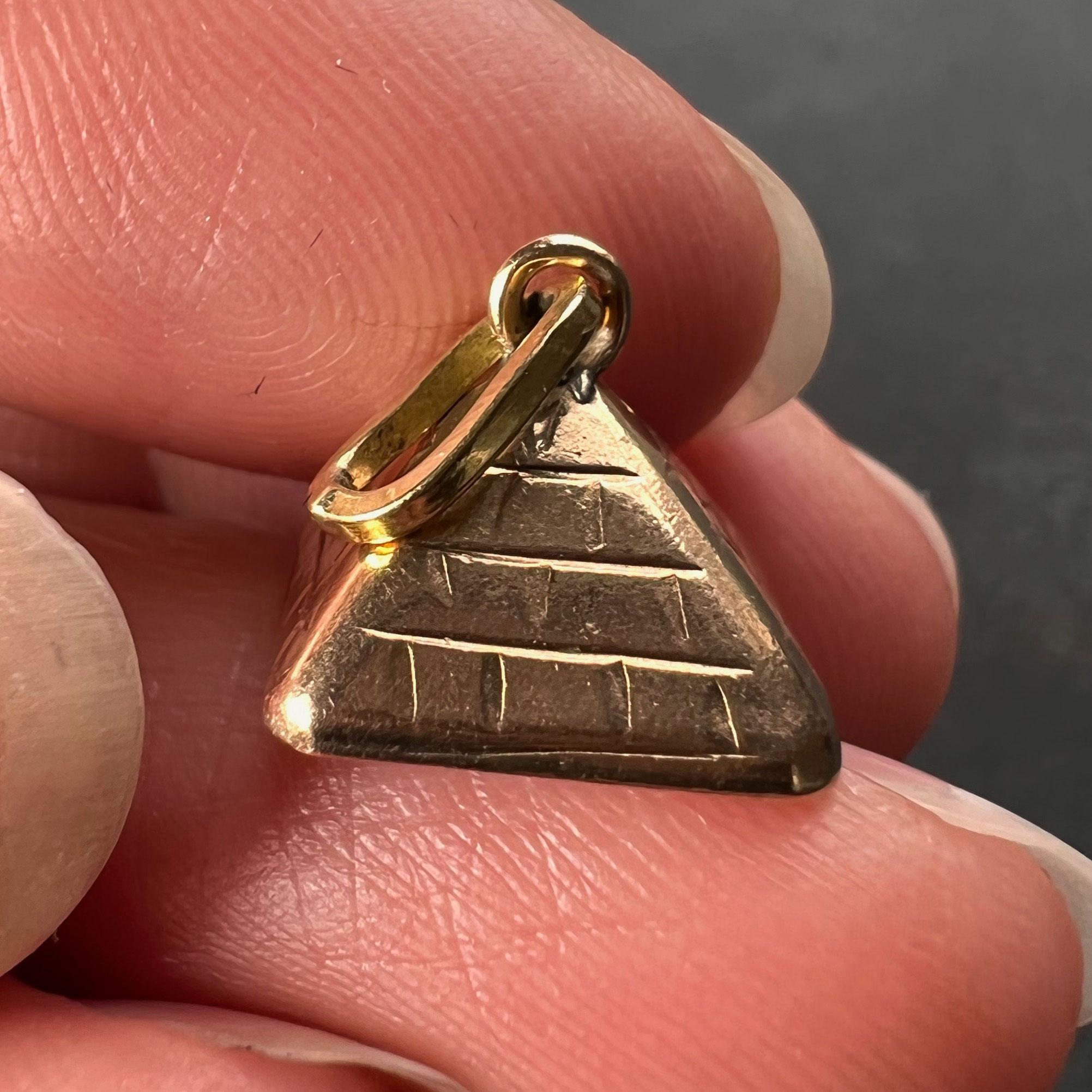 Egyptian Pyramid 14K Rose Gold Charm Pendant For Sale 4