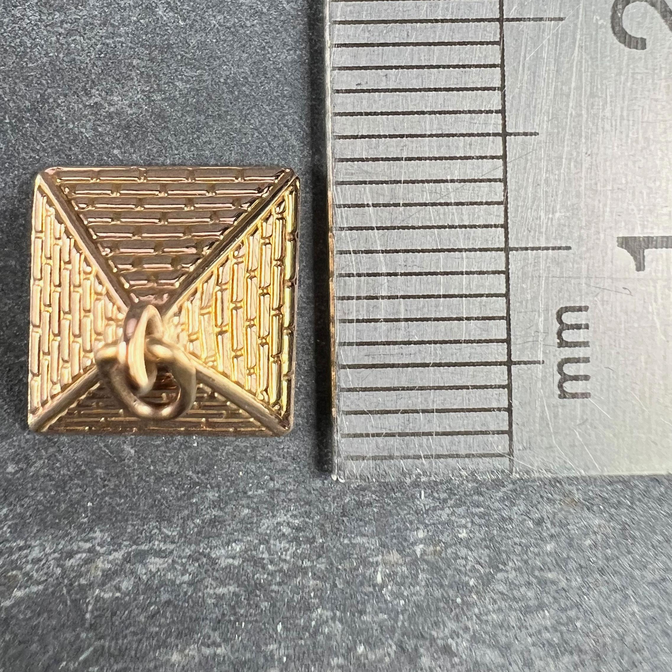 Egyptian Pyramid 18K Rose Gold Charm Pendant For Sale 6