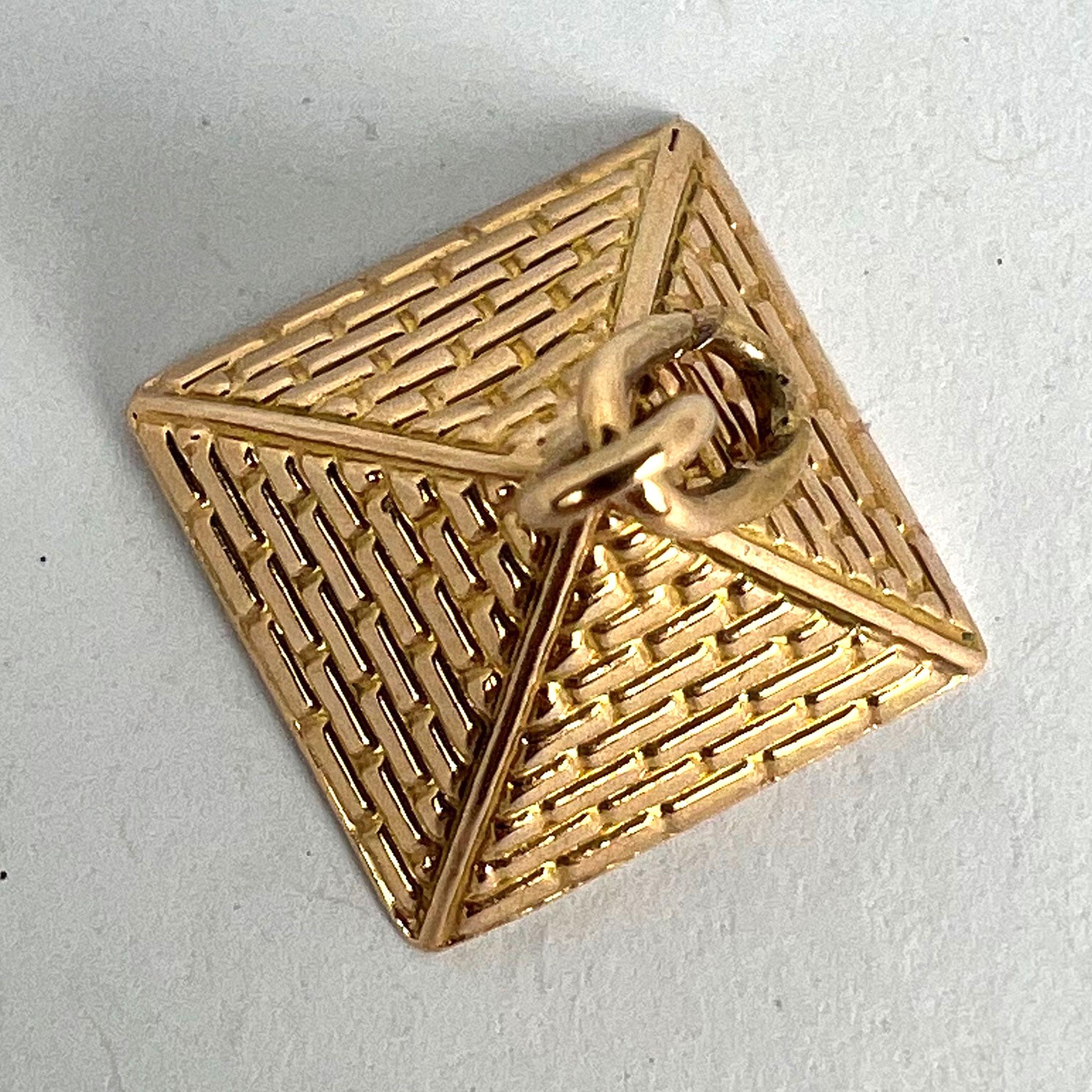 Egyptian Pyramid 18K Rose Gold Charm Pendant For Sale 8