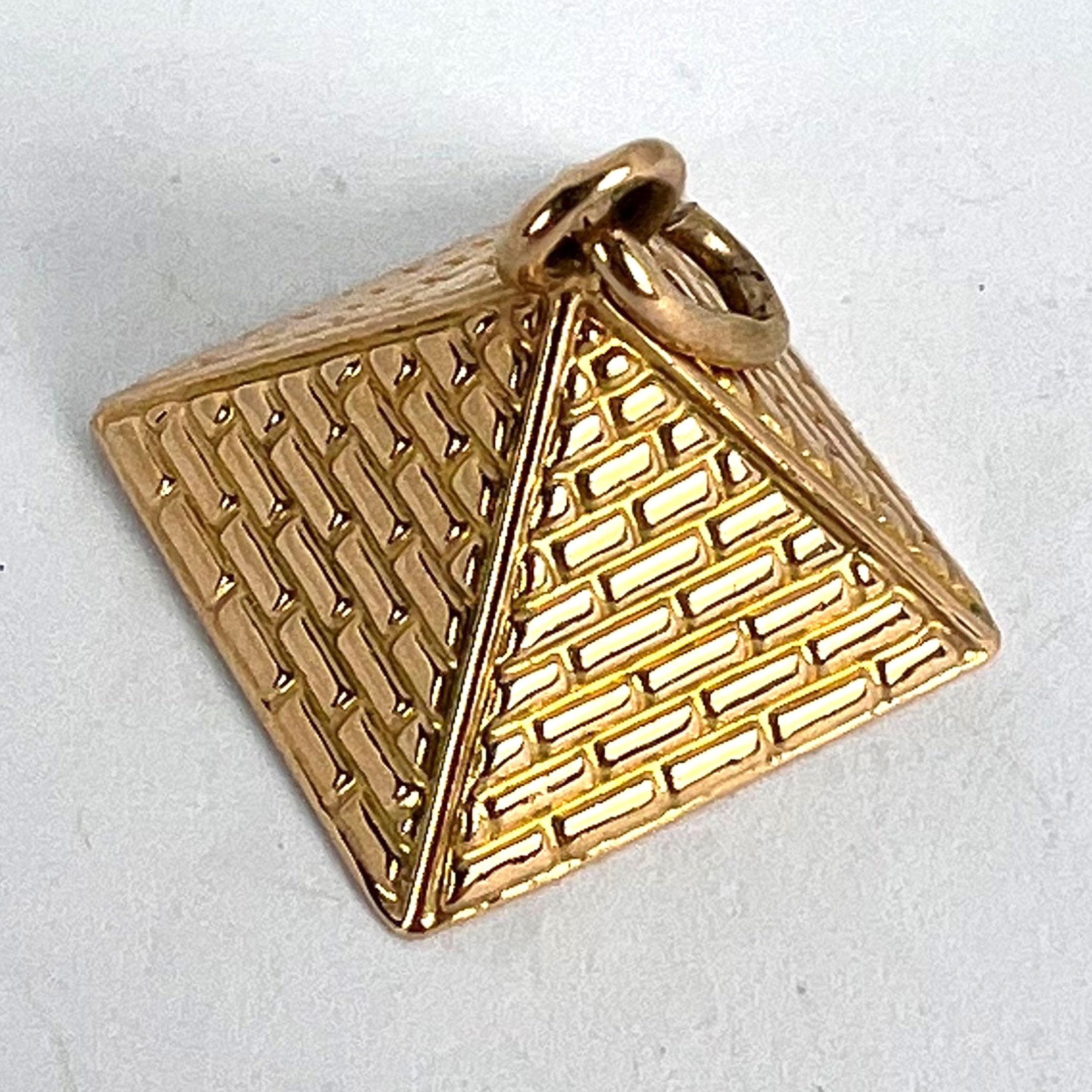 Egyptian Pyramid 18K Rose Gold Charm Pendant For Sale 9
