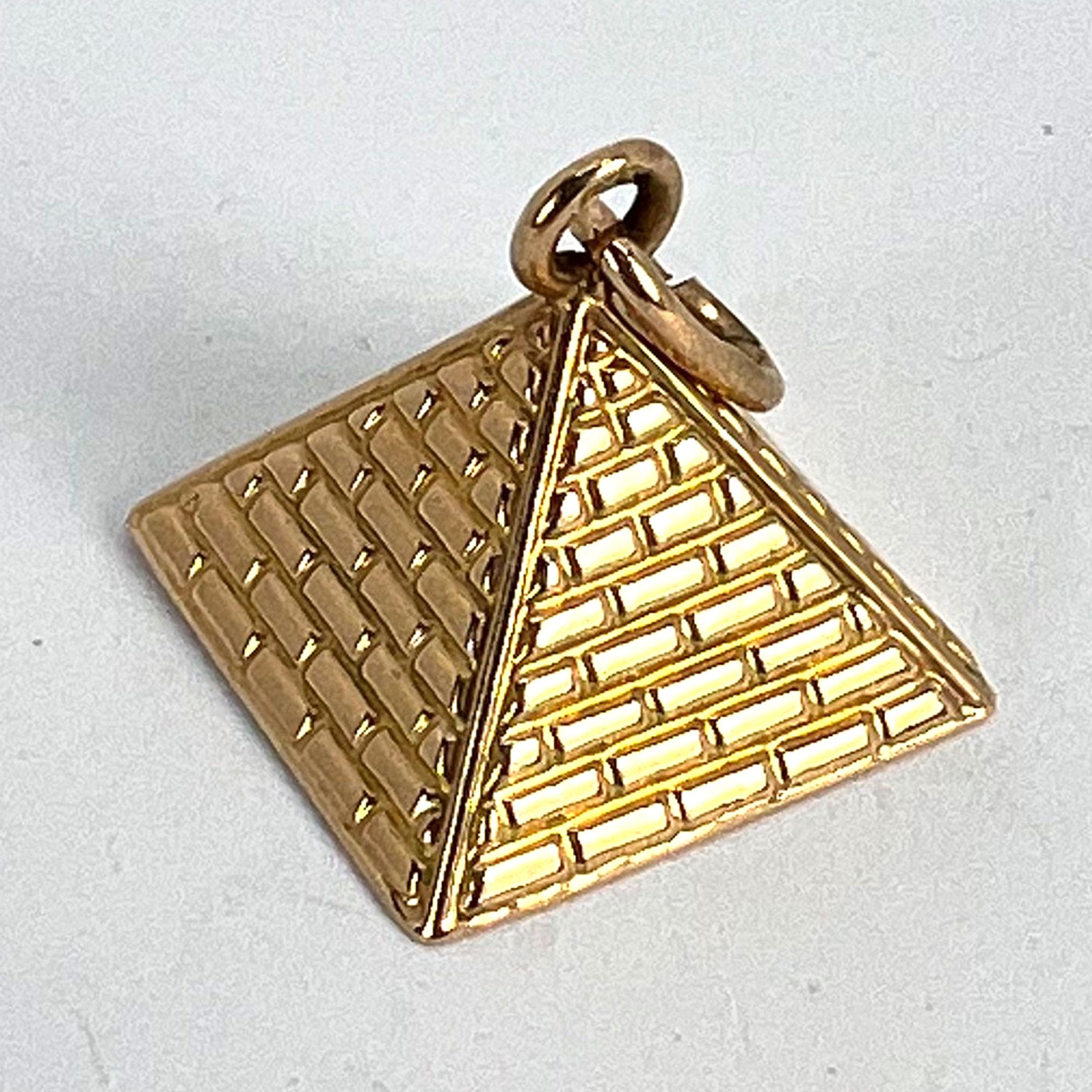 Egyptian Pyramid 18K Rose Gold Charm Pendant For Sale 10