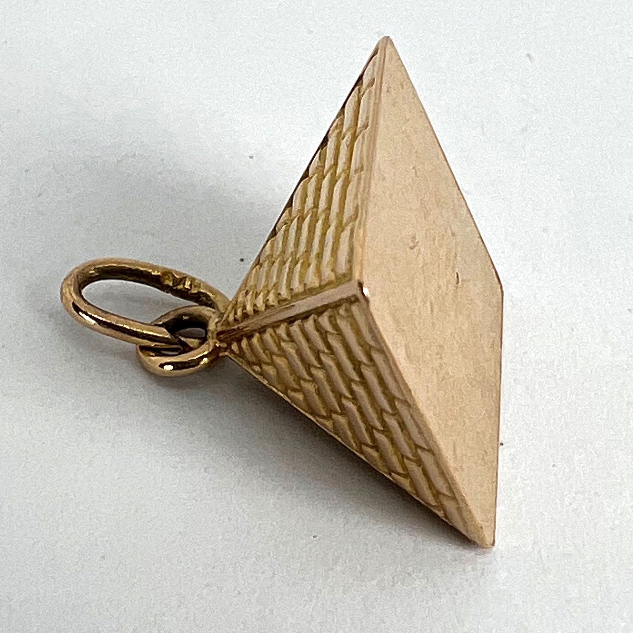 Egyptian Pyramid 18K Rose Gold Charm Pendant For Sale 11