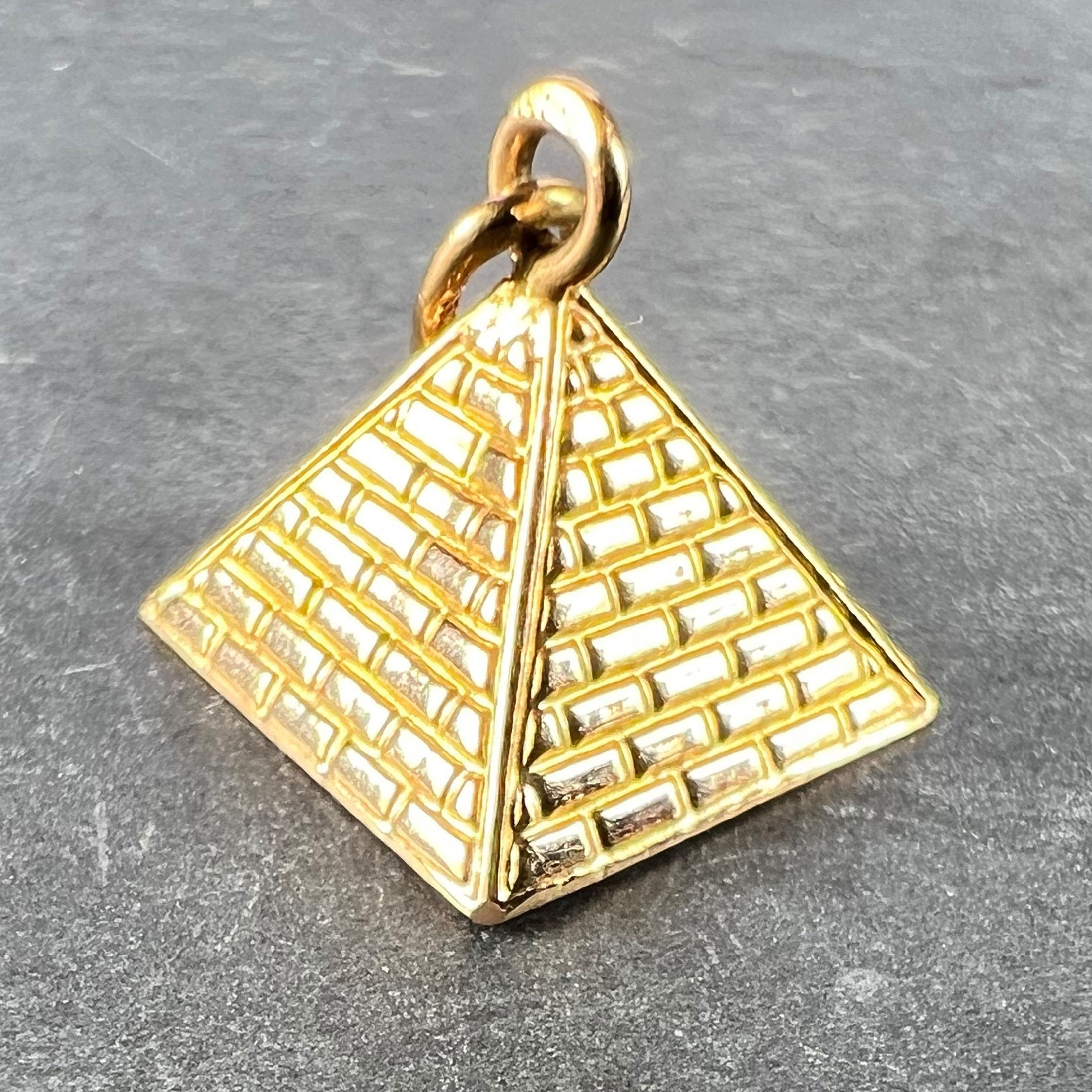 Men's Egyptian Pyramid 18K Rose Gold Charm Pendant For Sale