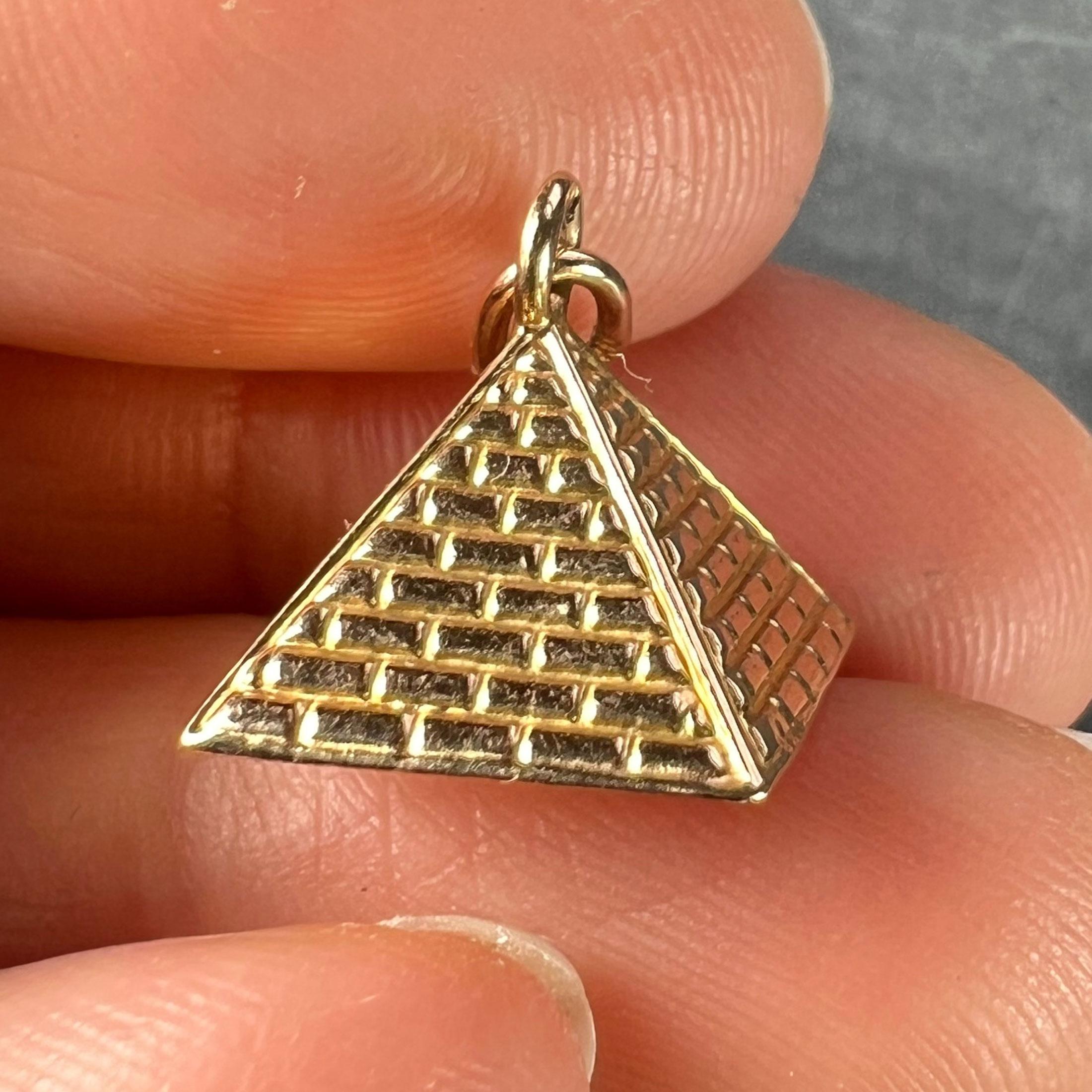 Egyptian Pyramid 18K Rose Gold Charm Pendant For Sale 2