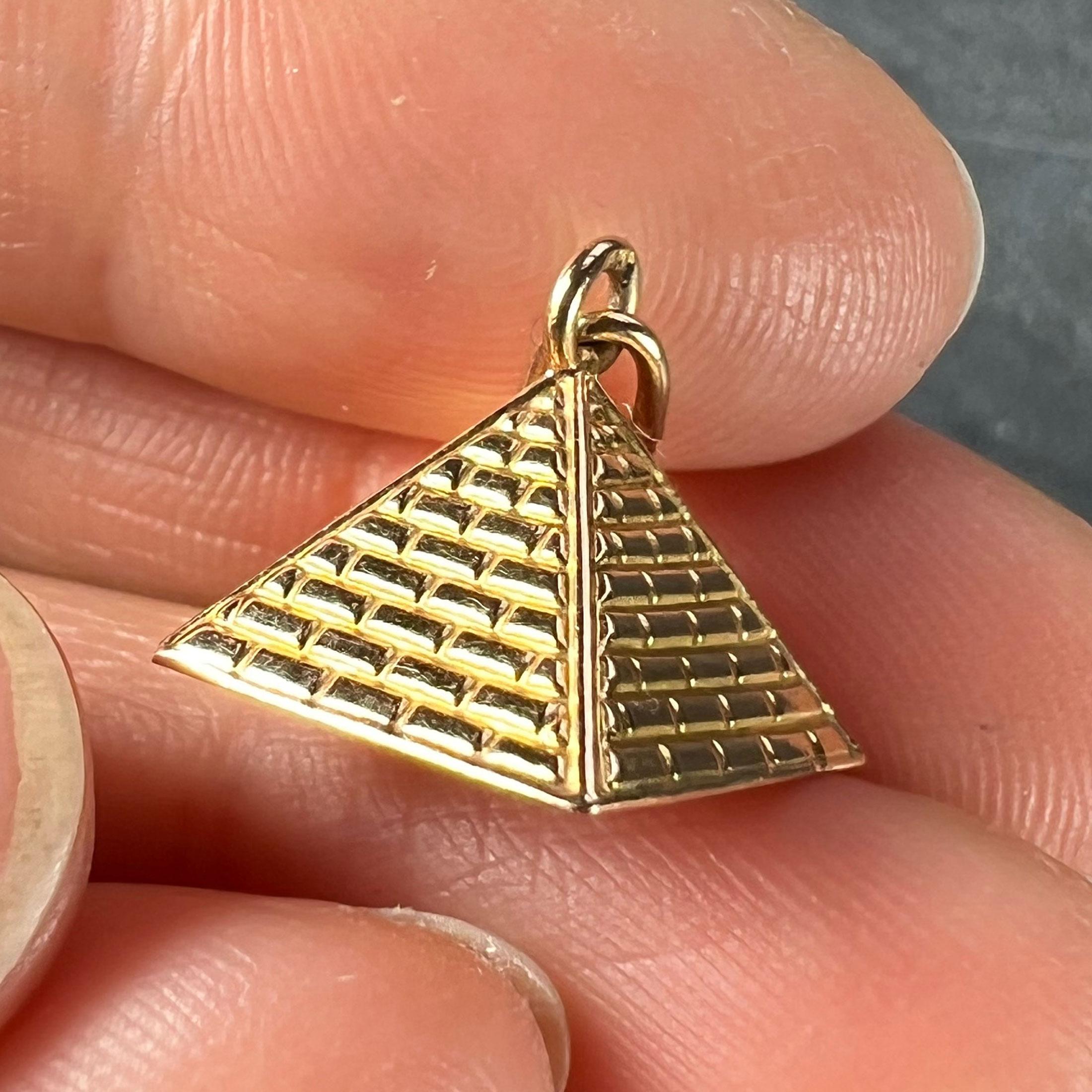 Egyptian Pyramid 18K Rose Gold Charm Pendant For Sale 3