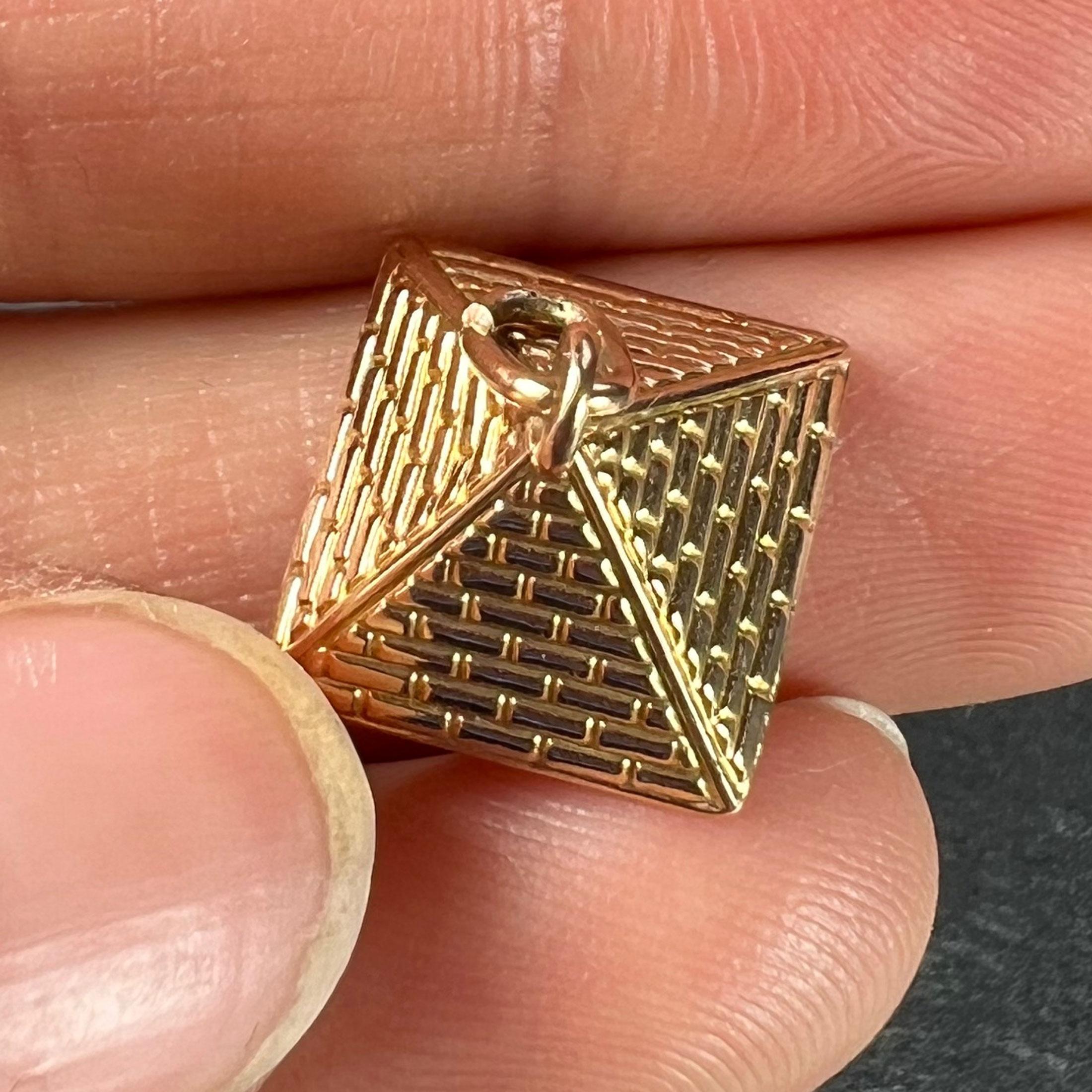 Egyptian Pyramid 18K Rose Gold Charm Pendant For Sale 5