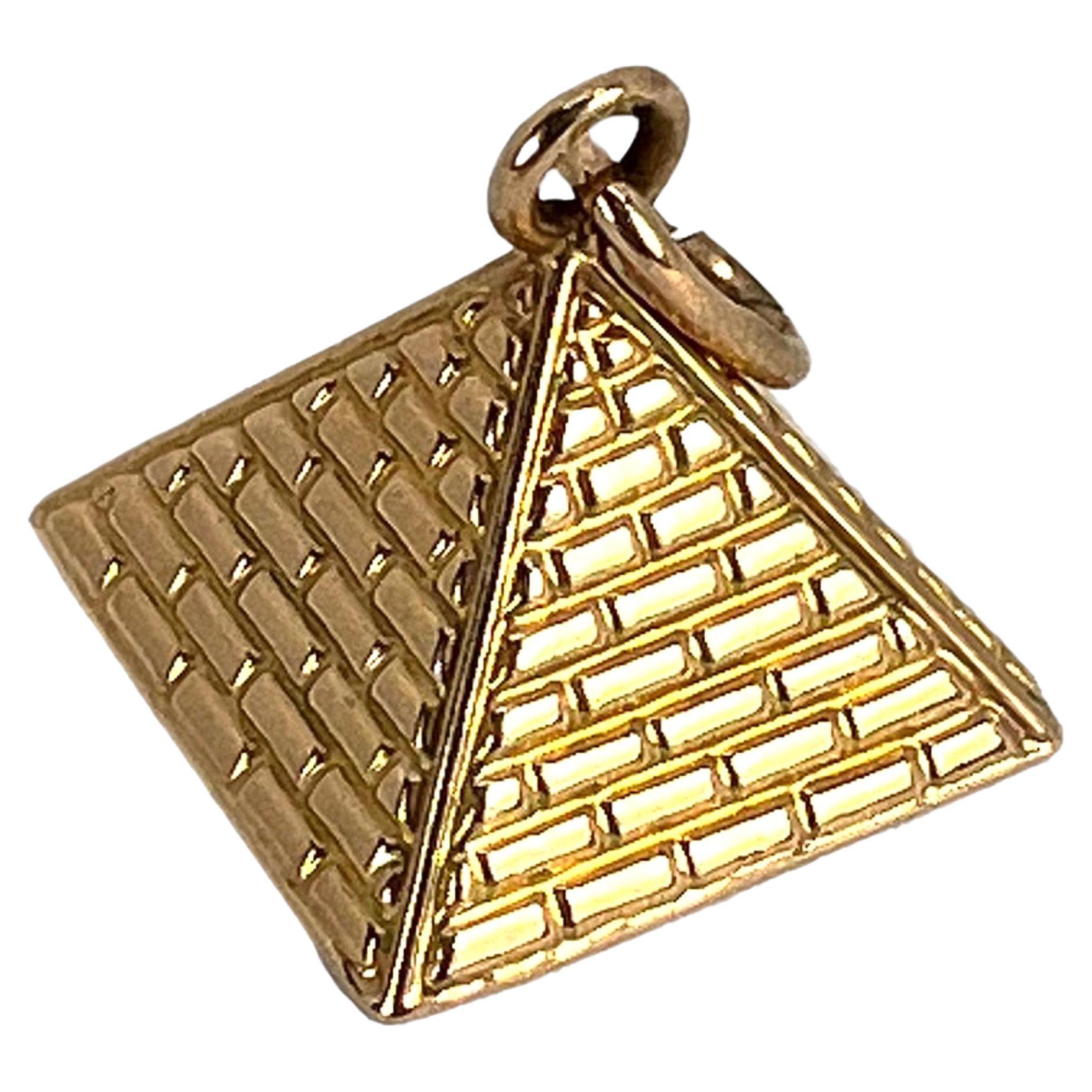 Egyptian Pyramid 18K Rose Gold Charm Pendant For Sale