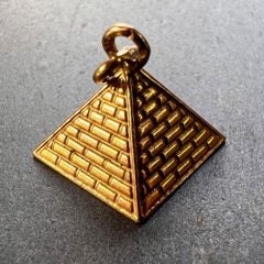 Egyptian Pyramid 18K Yellow Gold Charm Pendant