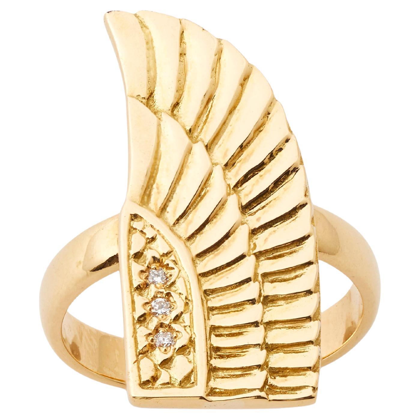 Egyptian Revival 18 Carat Yellow Gold Goddess Isis Wing Ring
