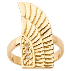 Egyptian Revival 18 Carat Yellow Gold Goddess Isis Wing Ring