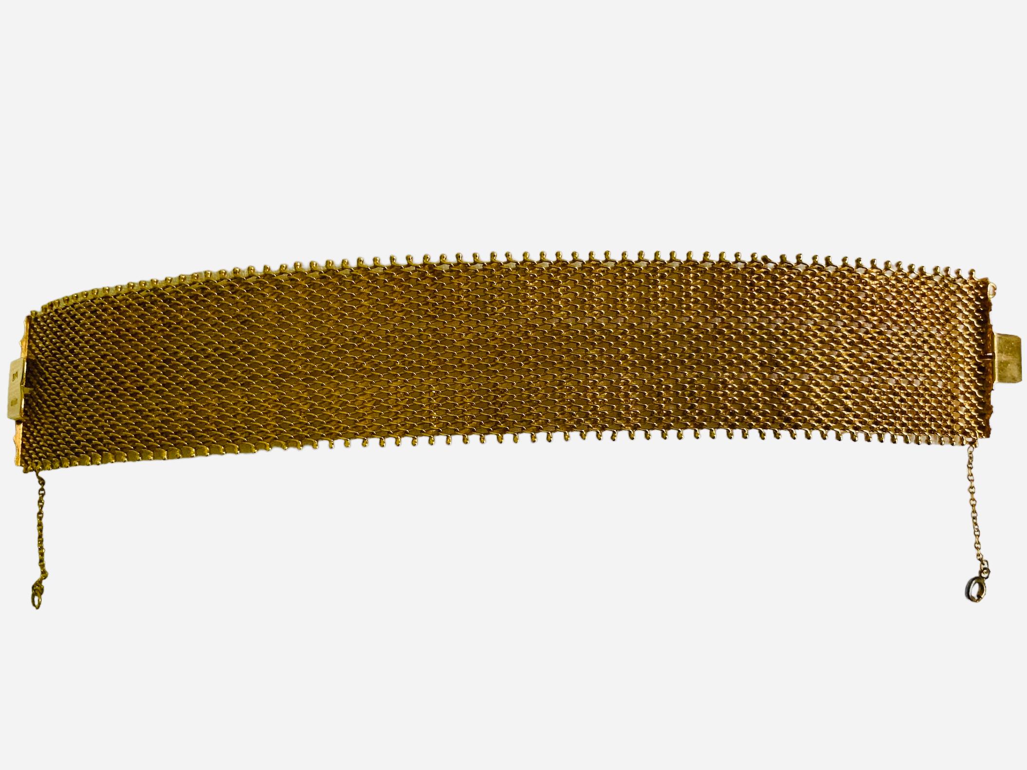 Egyptian Revival 18K Gold Mesh Bracelet 6