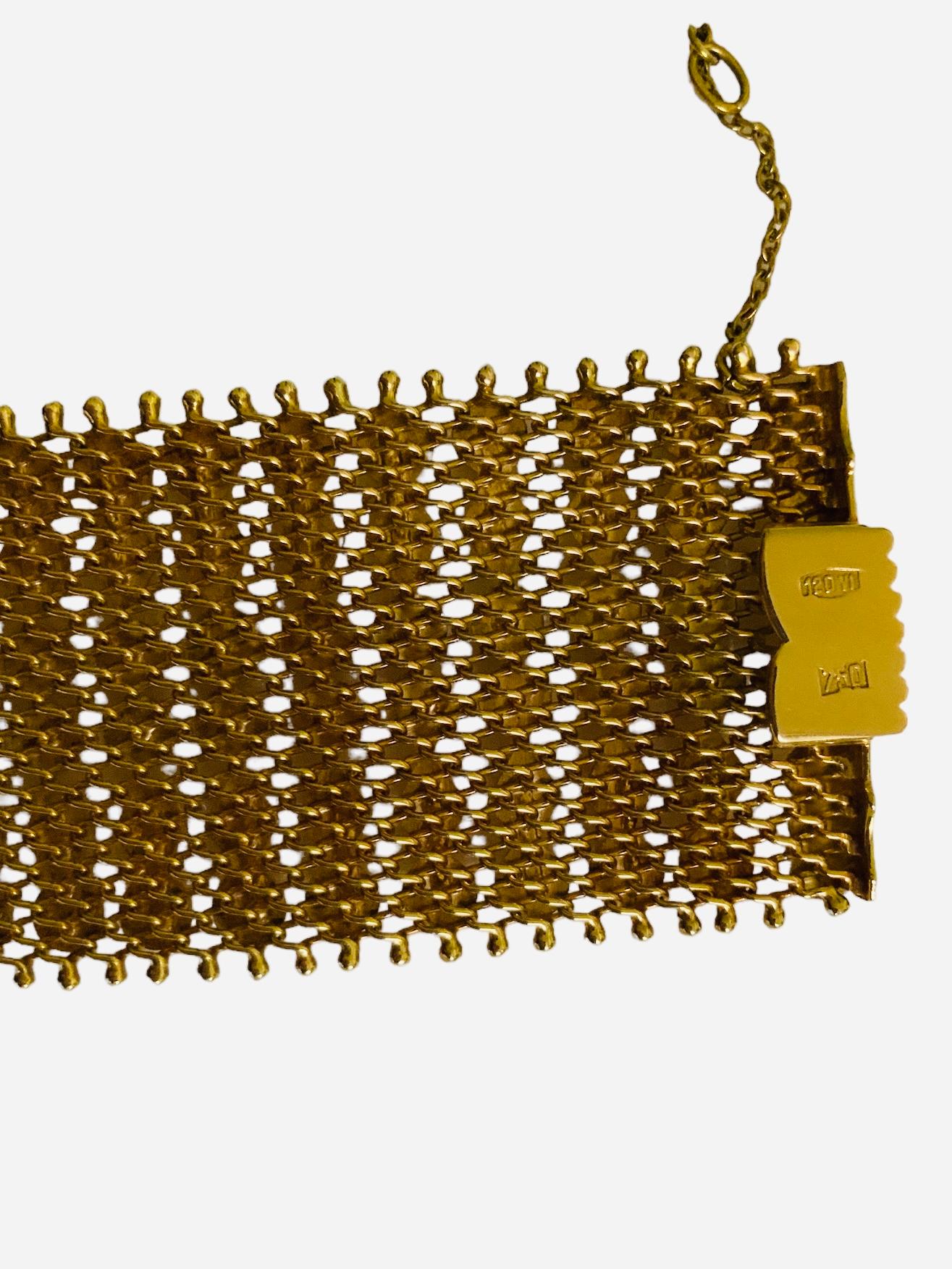 Egyptian Revival 18K Gold Mesh Bracelet 7