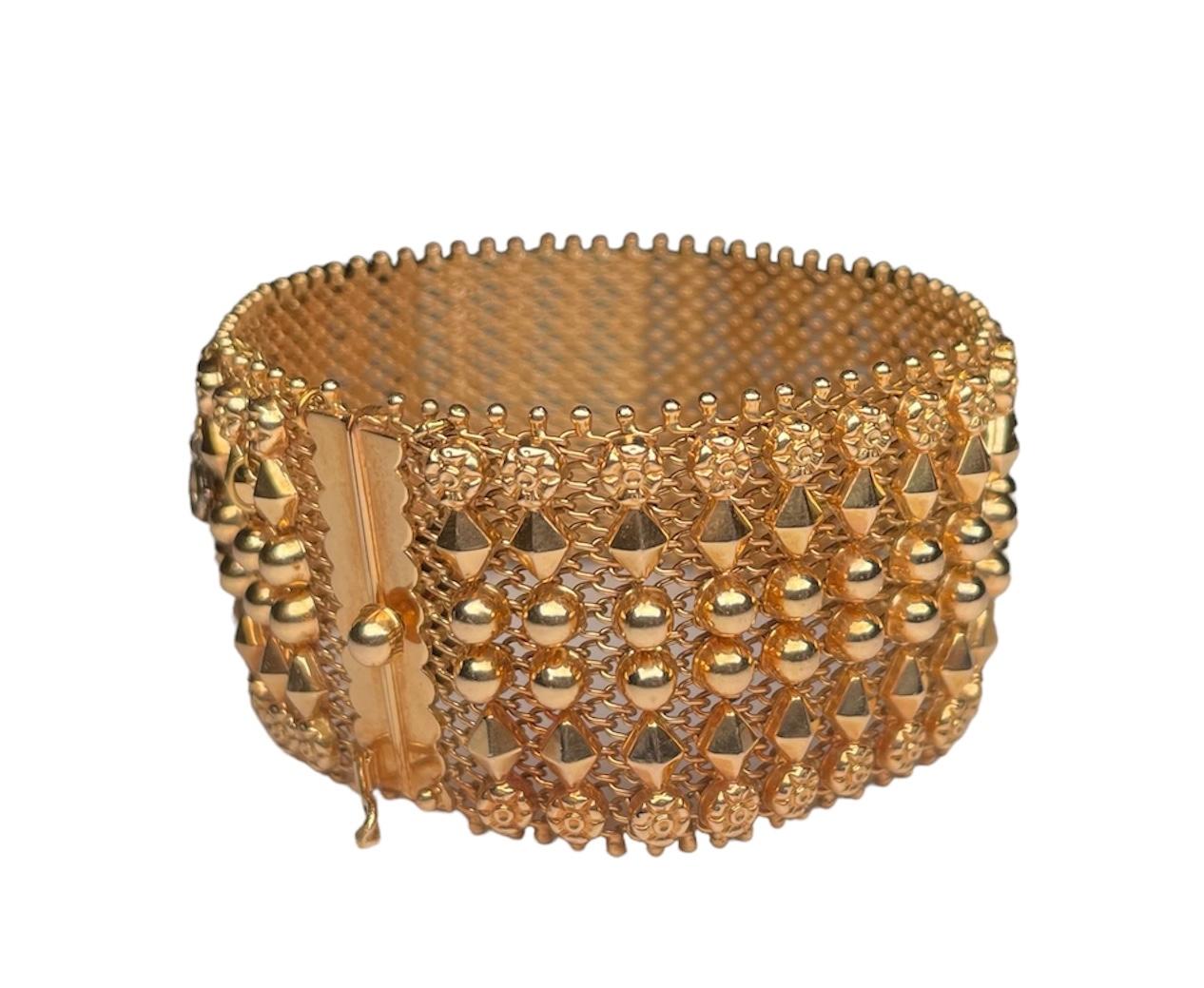 Egyptian Revival 18K Gold Mesh Bracelet 12