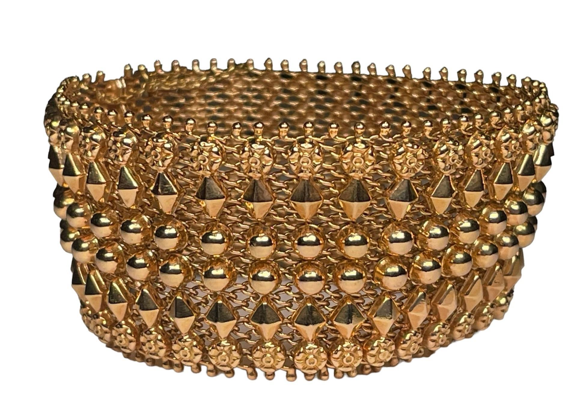 Egyptian Revival 18K Gold Mesh Bracelet 14
