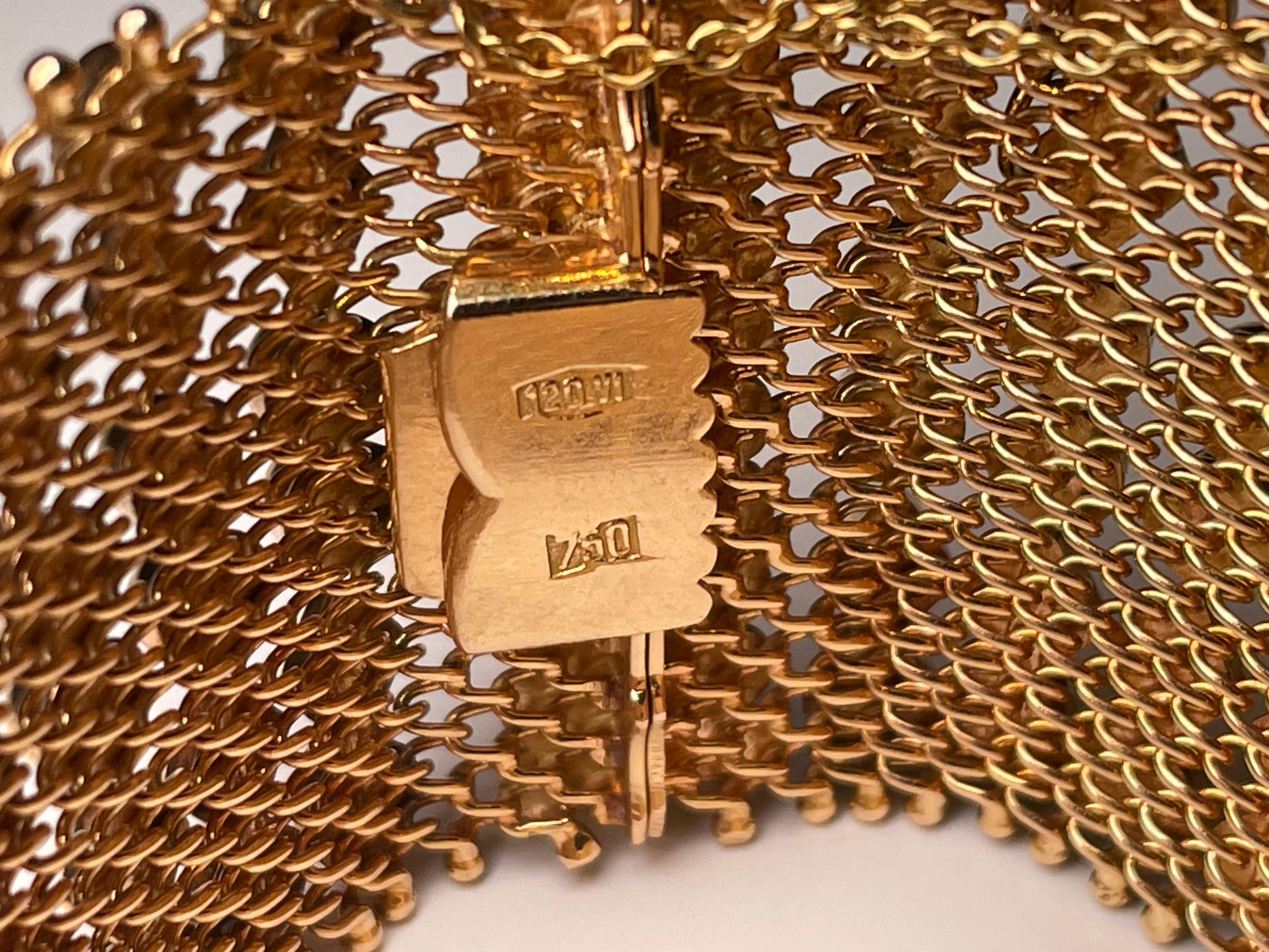Egyptian Revival 18K Gold Mesh Bracelet 15