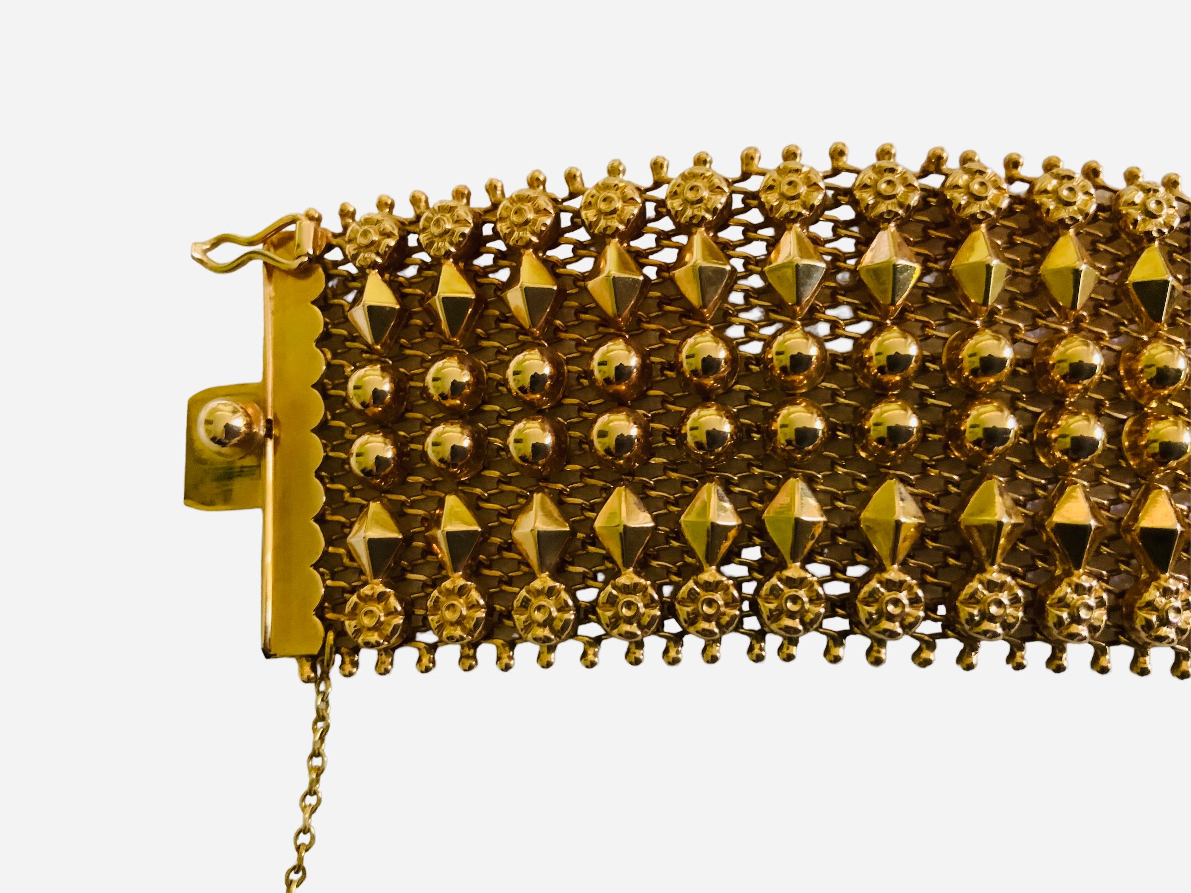 Women's or Men's Egyptian Revival 18K Gold Mesh Bracelet