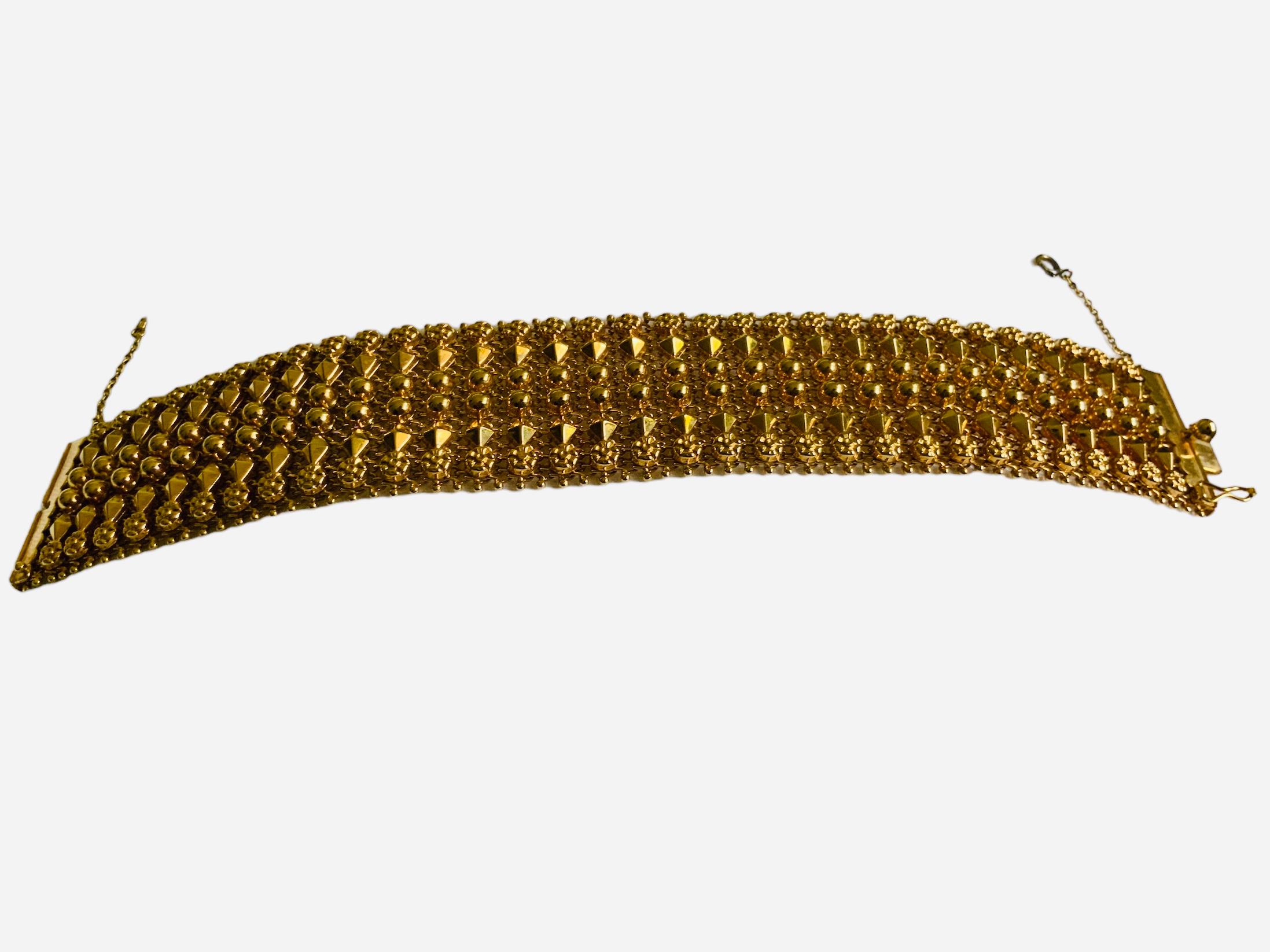 Egyptian Revival 18K Gold Mesh Bracelet 2