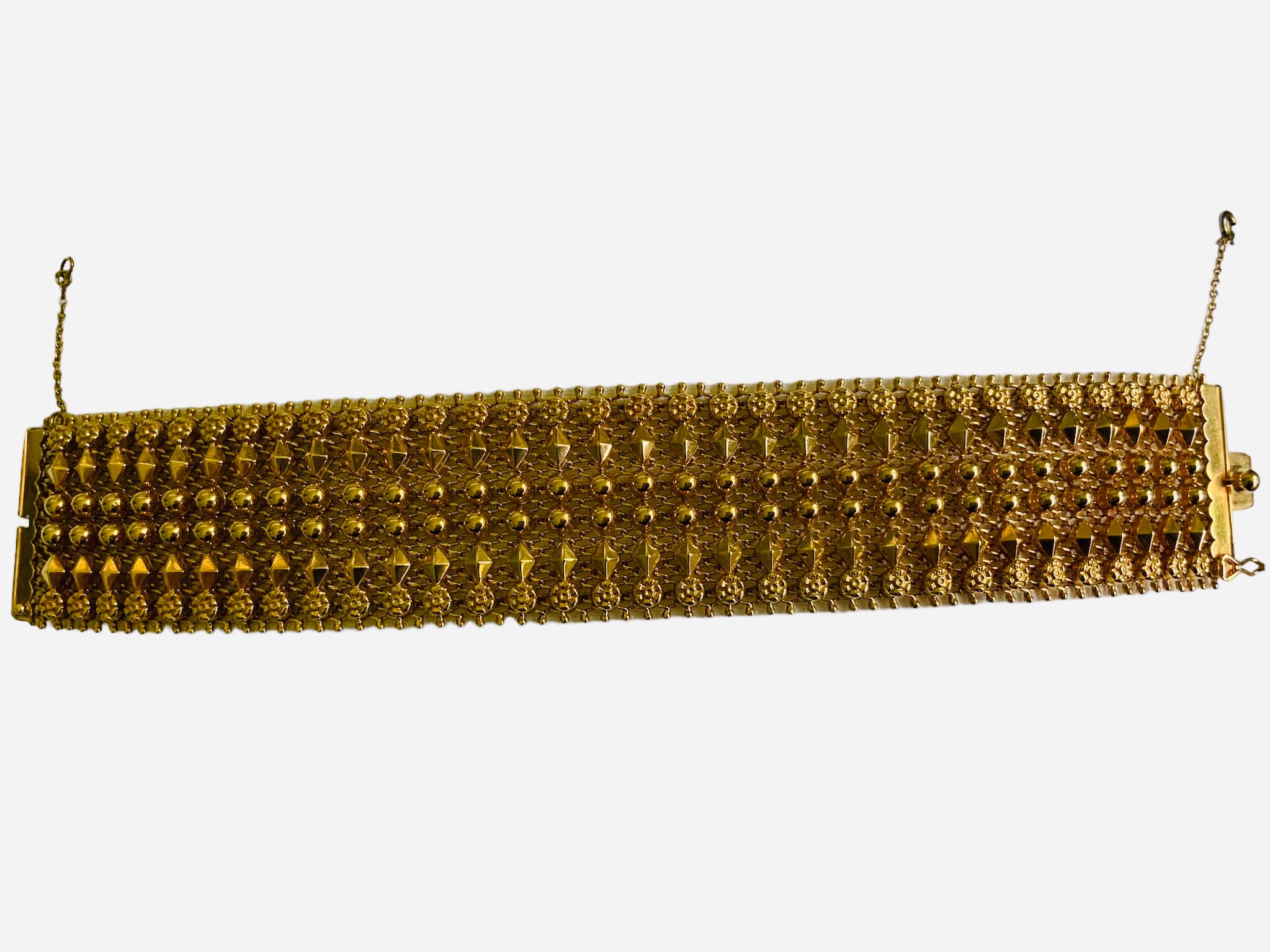 Egyptian Revival 18K Gold Mesh Bracelet 3