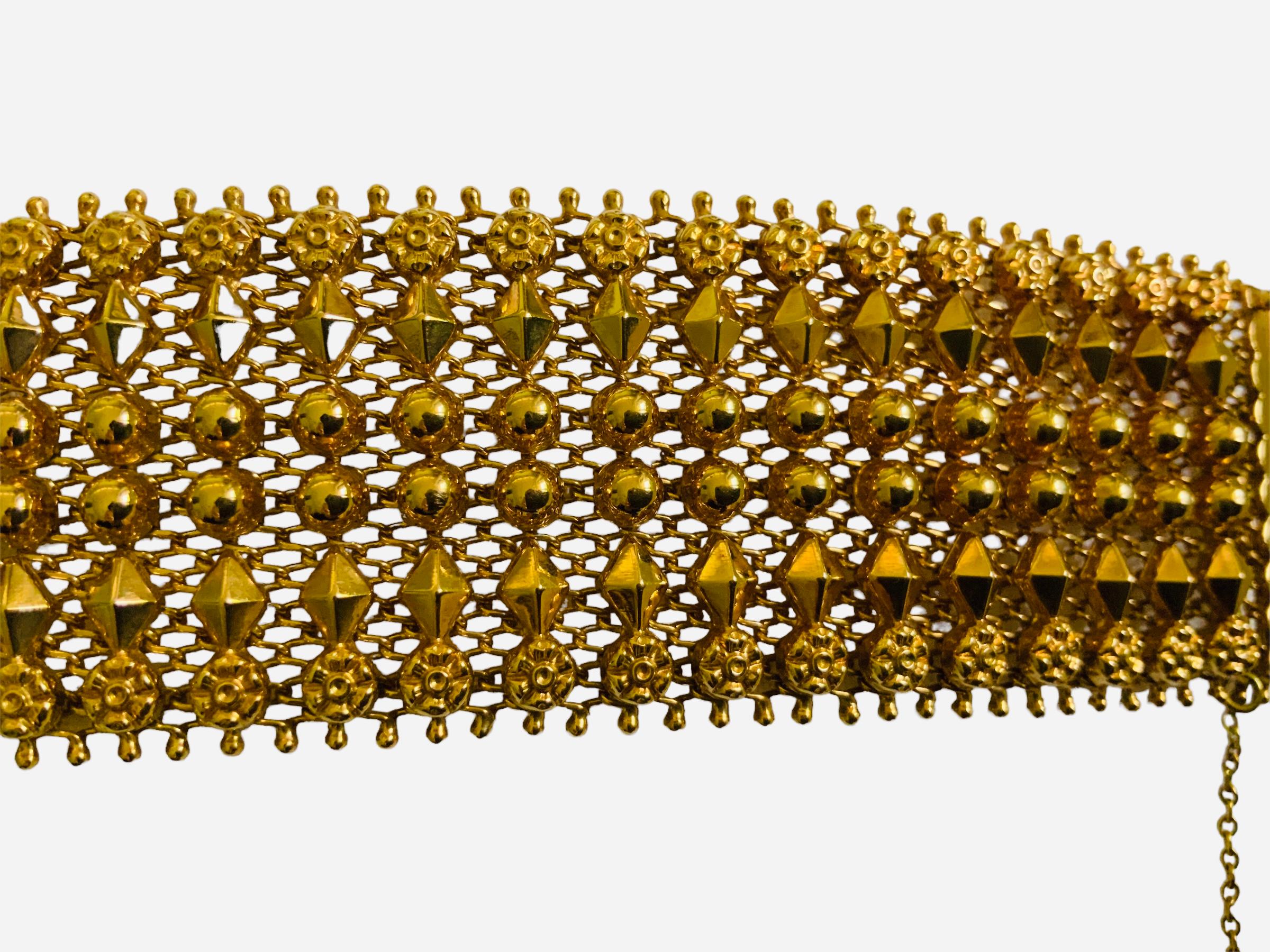 Egyptian Revival 18K Gold Mesh Bracelet 4