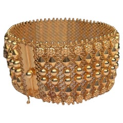 Egyptian Revival 18K Gold Mesh Bracelet